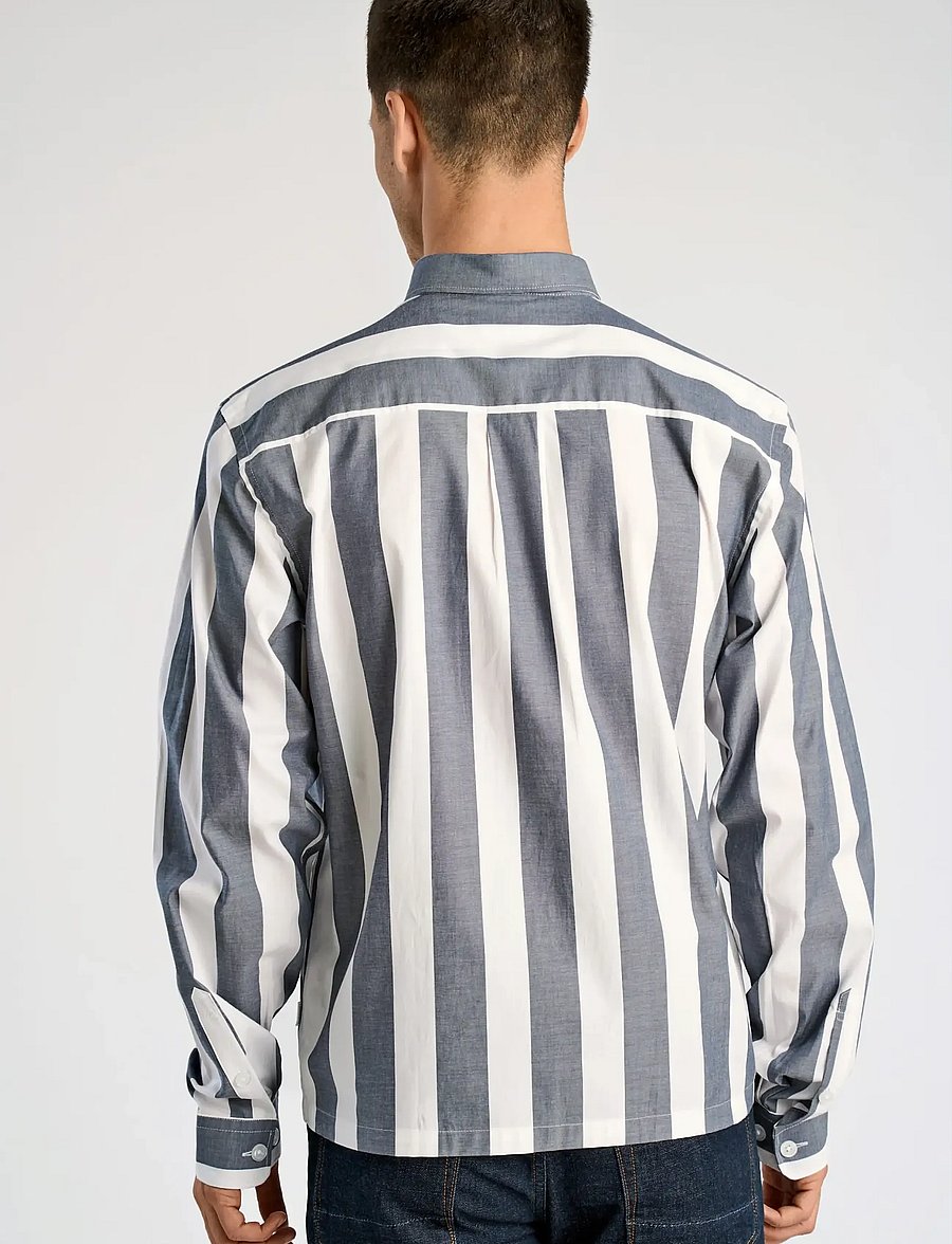 Lindbergh - Bold striped cropped shirt L/S - gestreifte hemden - dk blue - 4