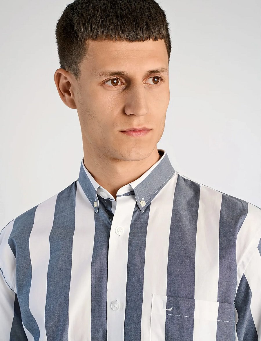Lindbergh - Bold striped cropped shirt L/S - gestreifte hemden - dk blue - 5