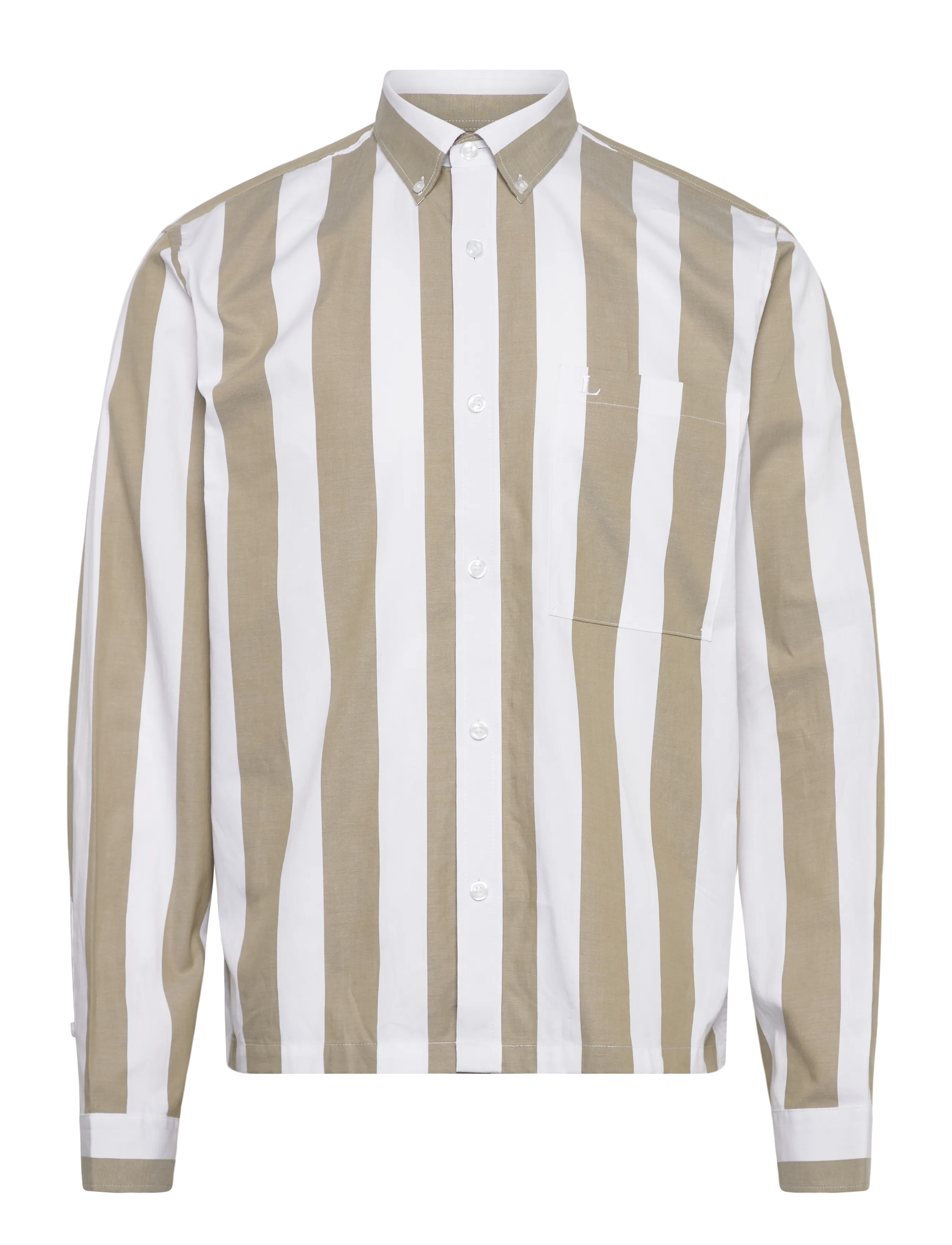 LINDBERGH Bold Gestreift Cropped Shirt L/S Beige - XL - Herren