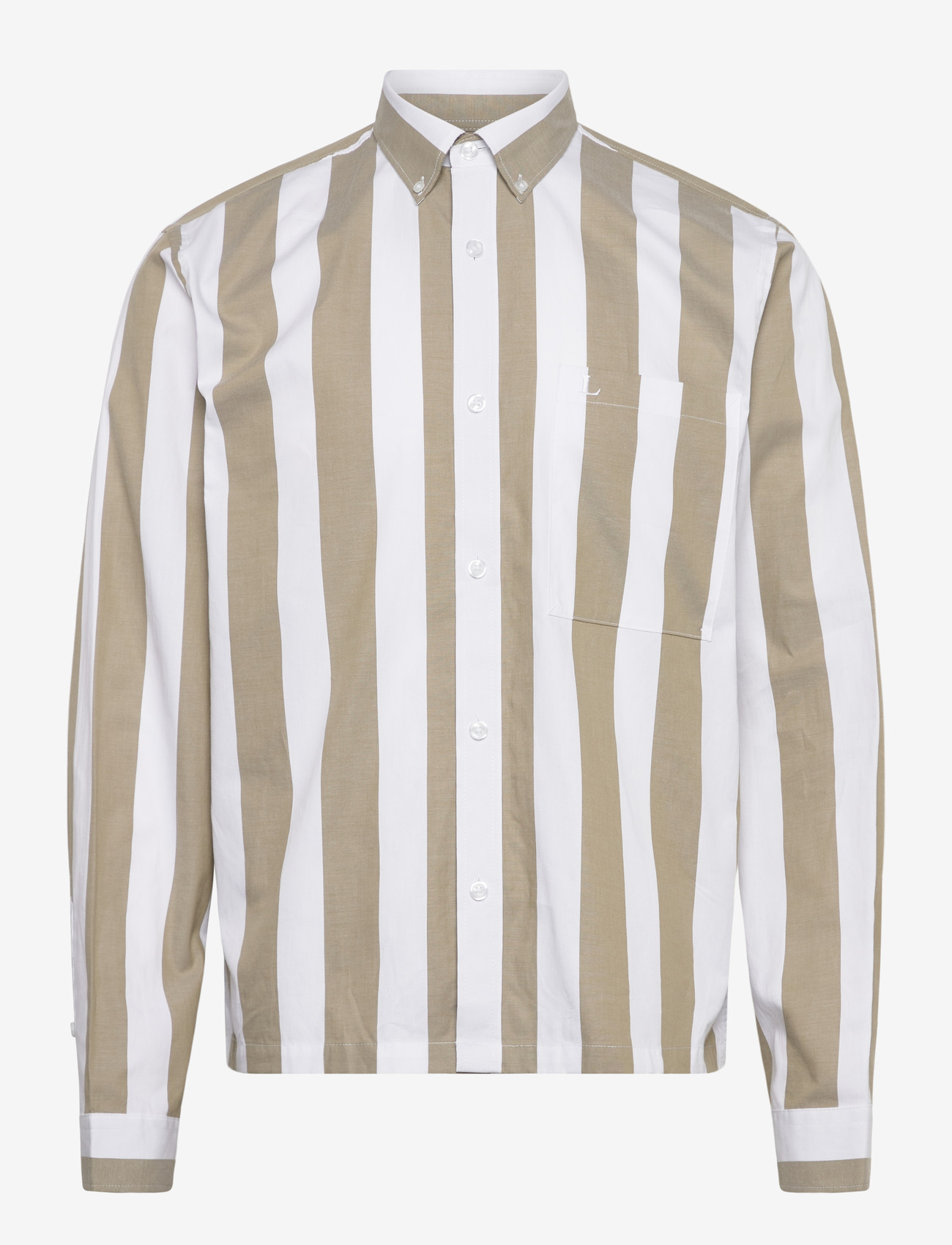 Lindbergh - Bold striped cropped shirt L/S - stribede skjorter - green - 1