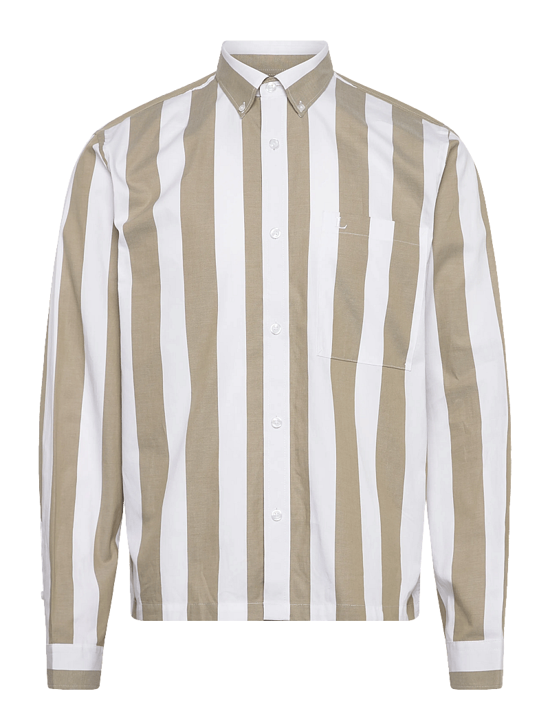 Lindbergh - Bold striped cropped shirt L/S - stribede skjorter - green - 1