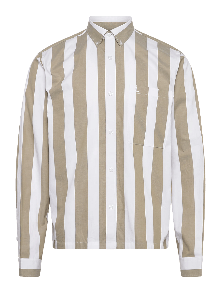 Lindbergh - Bold striped cropped shirt L/S - randiga skjortor - green - 1