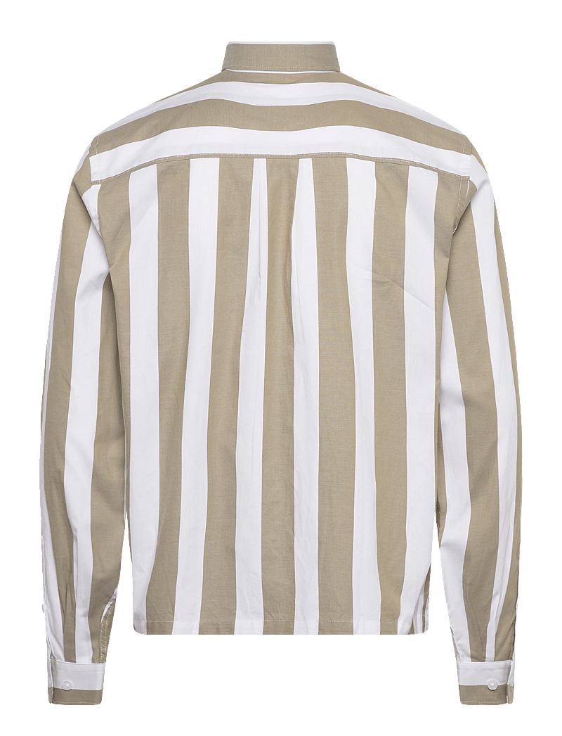 Lindbergh - Bold striped cropped shirt L/S - stribede skjorter - green - 2