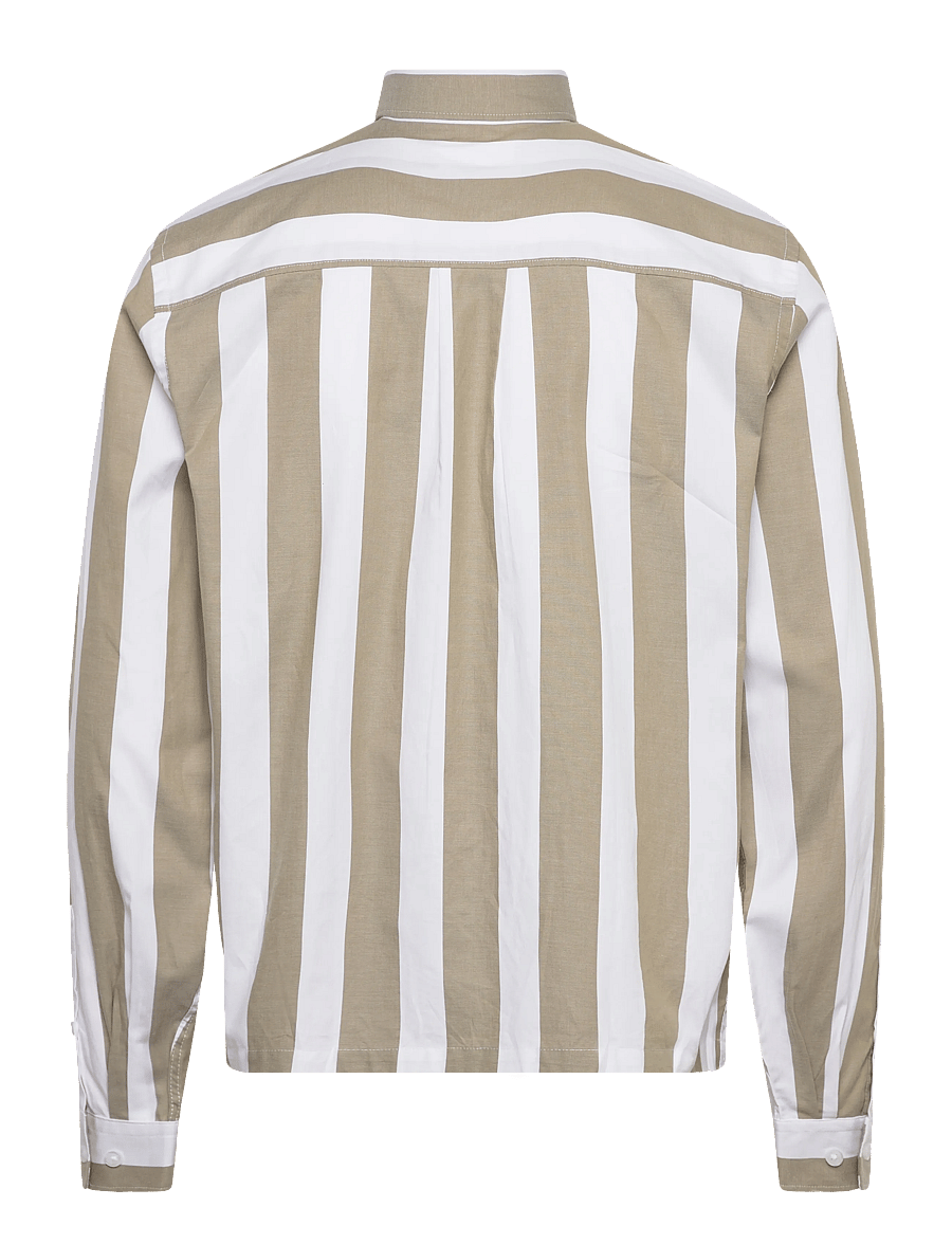 Lindbergh - Bold striped cropped shirt L/S - randiga skjortor - green - 2