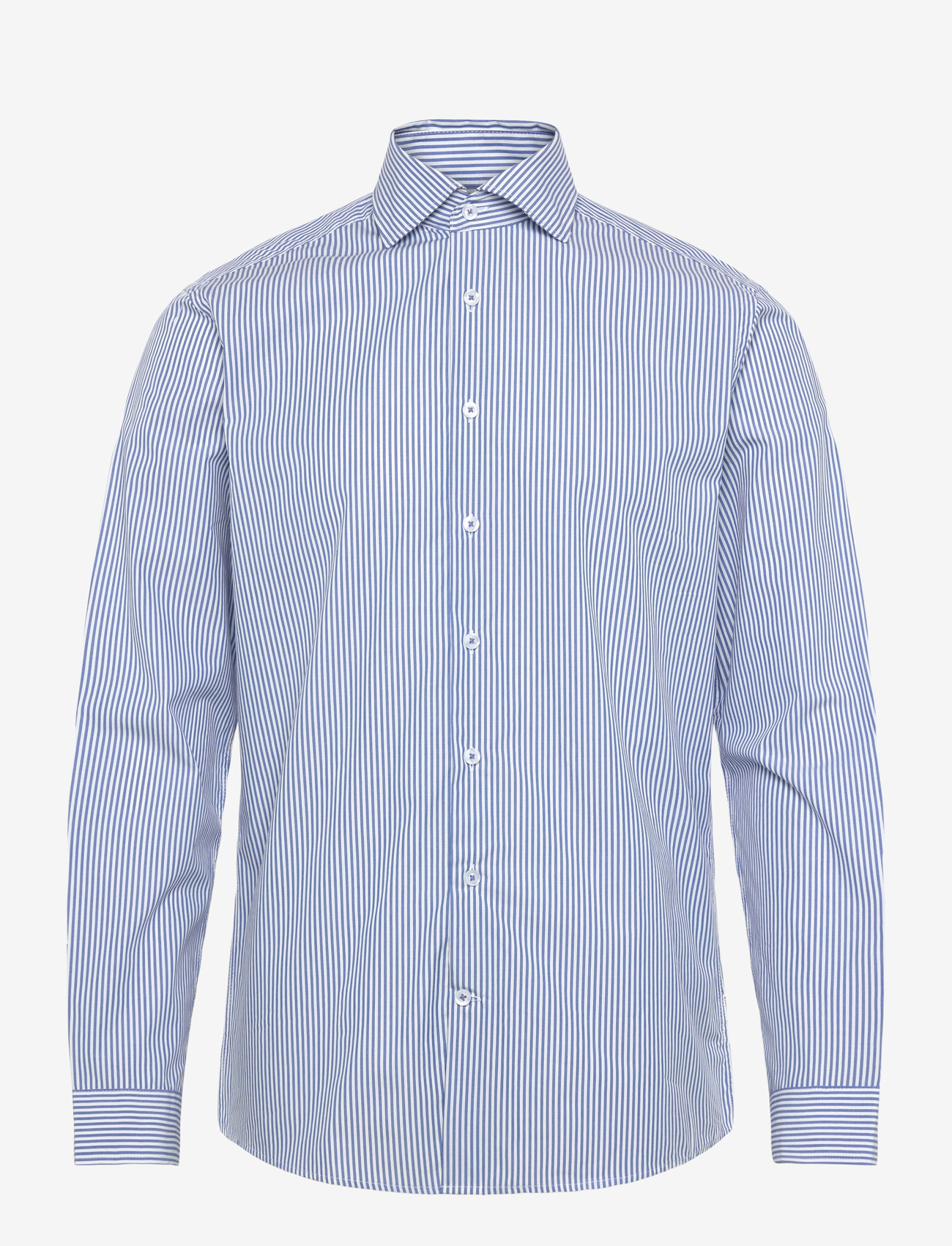 Lindbergh - Striped cotton dress shirt L/S - randiga skjortor - blue - 1