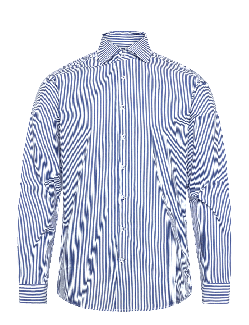 Lindbergh - Striped cotton dress shirt L/S - randiga skjortor - blue - 1