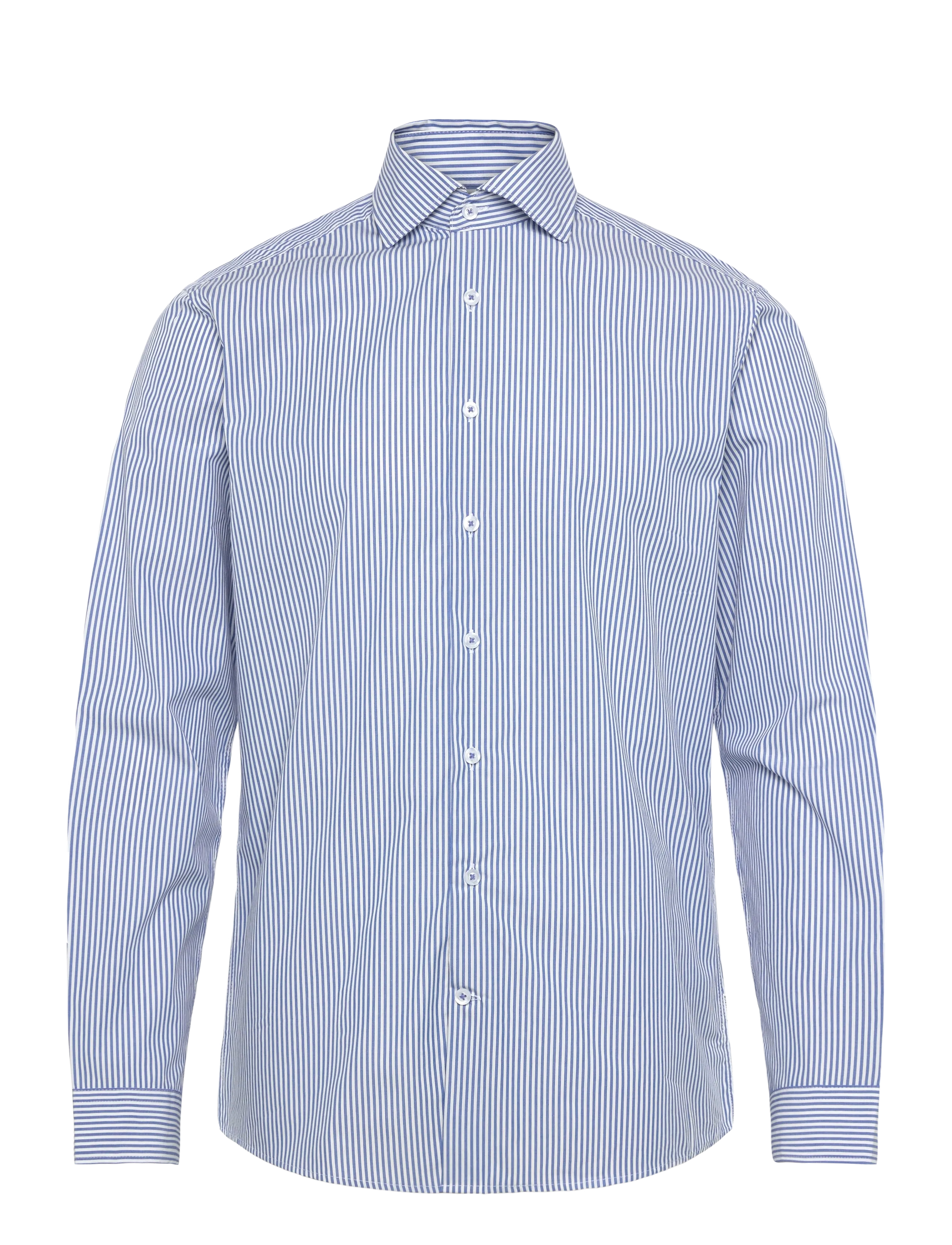 Lindbergh - Striped cotton dress shirt L/S - blue - 1