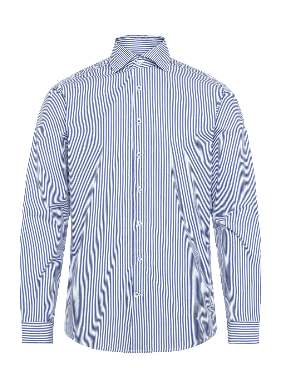 Lindbergh - Striped cotton dress shirt L/S - blue - 1