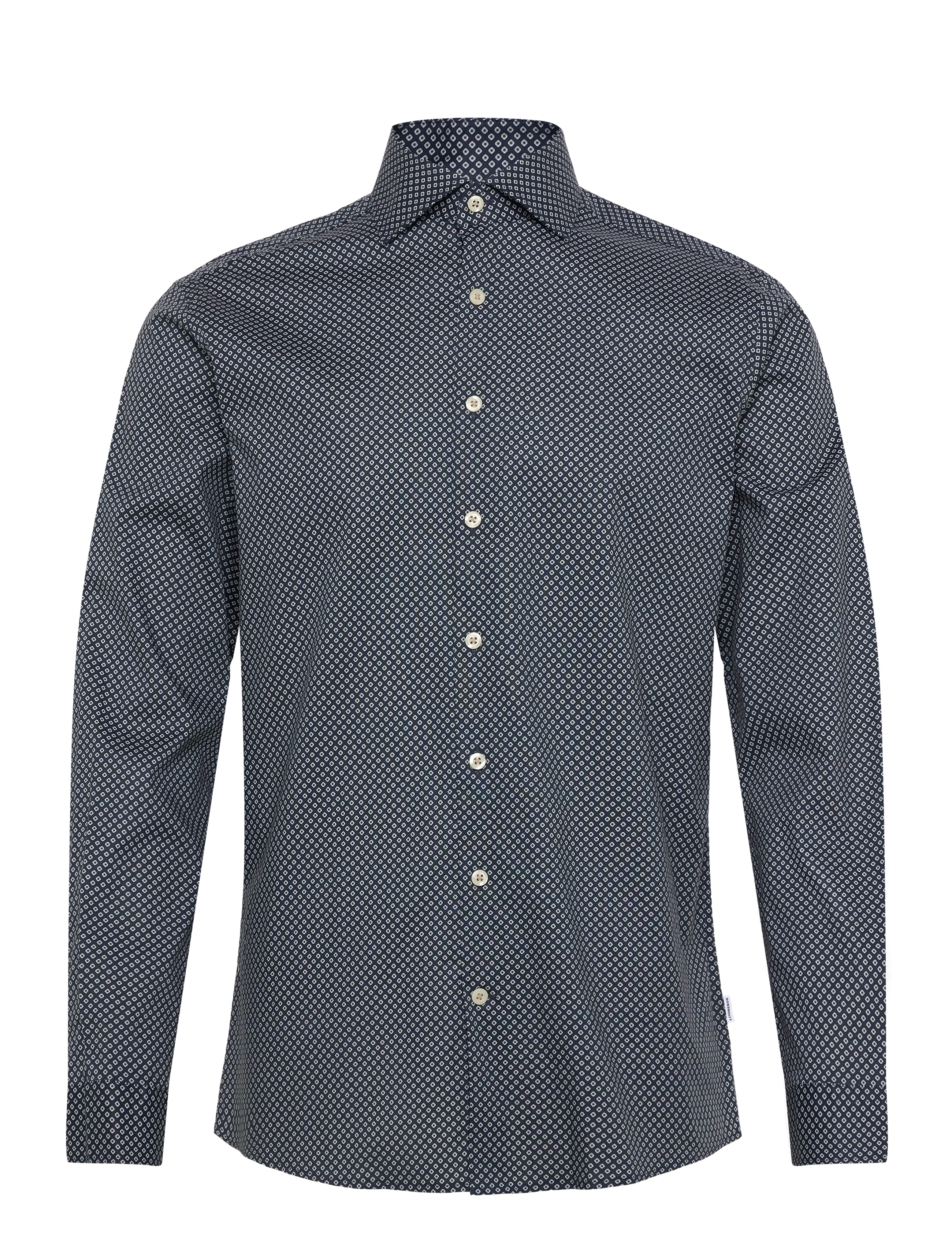 Lindbergh AOP cotton superflex shirt L/S - Kläder - DK BLUE / navy