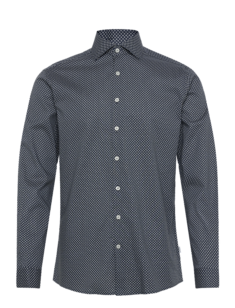 Lindbergh - AOP cotton superflex shirt L/S - pattern shirts - dk blue - 0