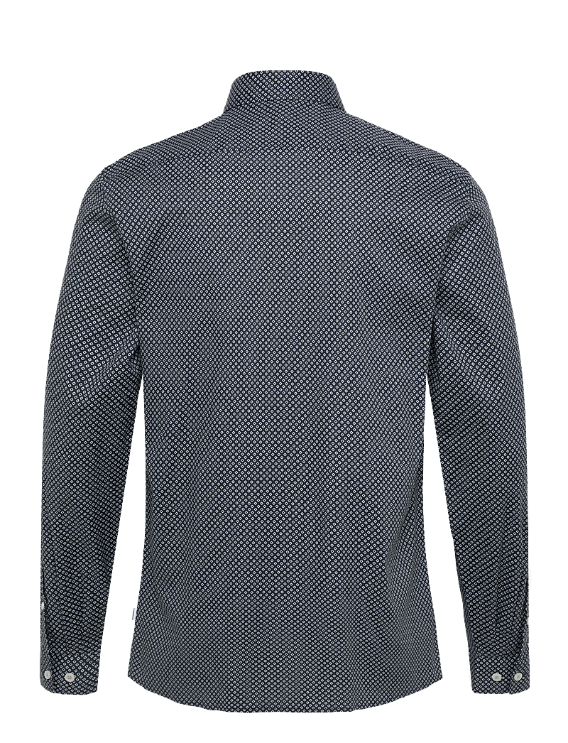 Lindbergh - AOP cotton superflex shirt L/S - pattern shirts - dk blue - 1