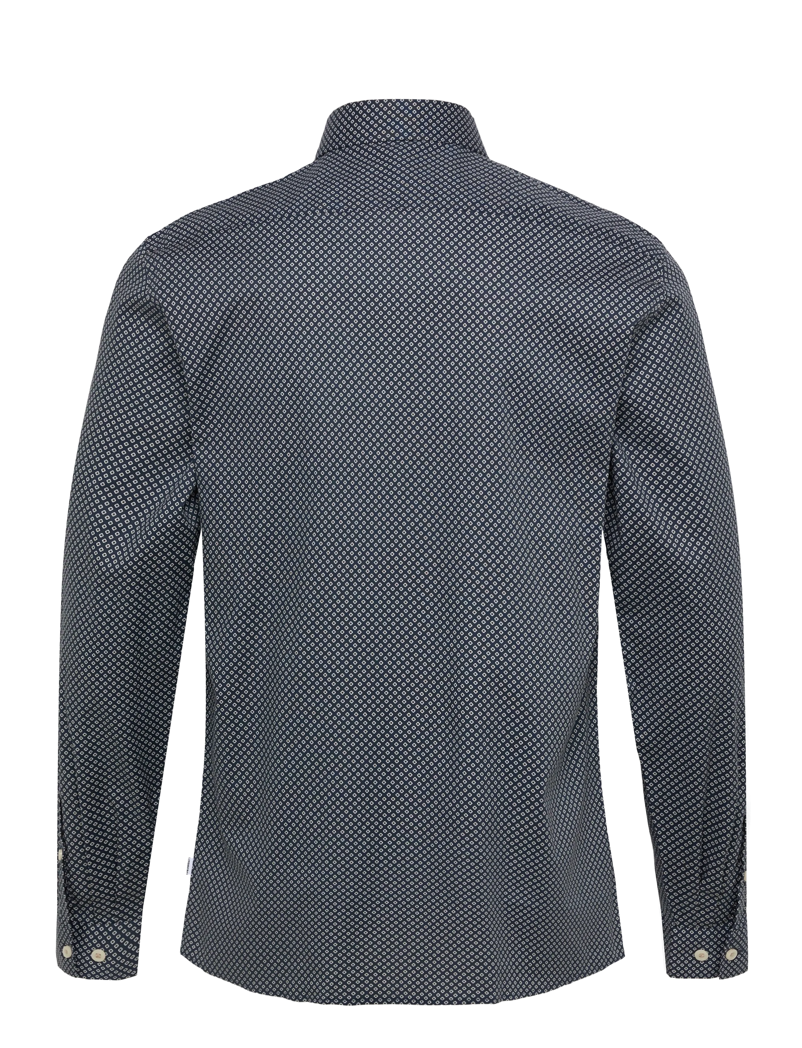 Lindbergh - AOP cotton superflex shirt L/S - mustriga särgid - dk blue - 1