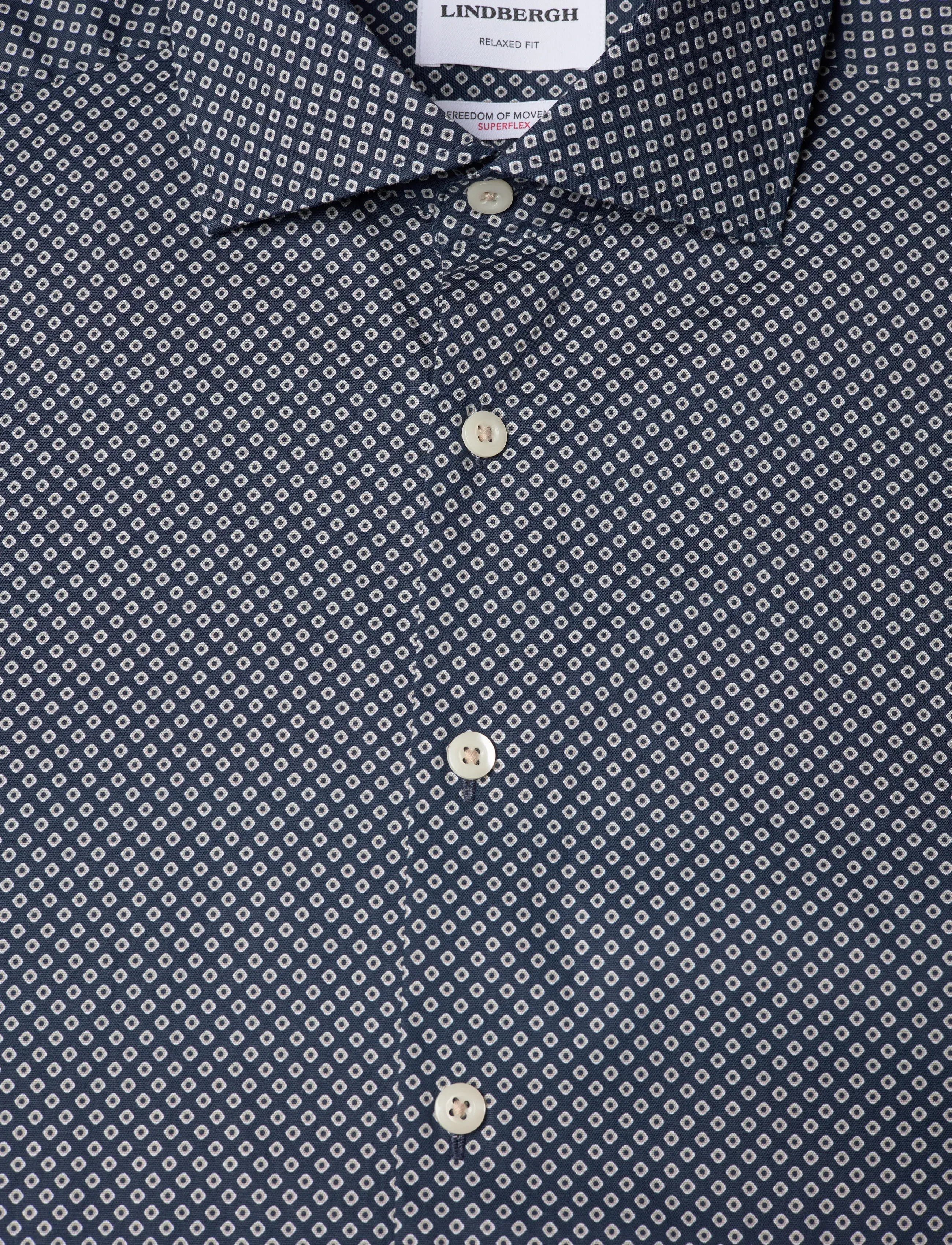 Lindbergh - AOP cotton superflex shirt L/S - mustriga särgid - dk blue - 2