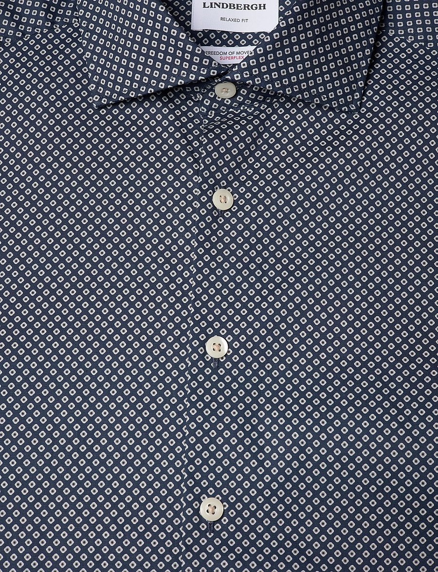 Lindbergh - AOP cotton superflex shirt L/S - hemden mit muster - dk blue - 2