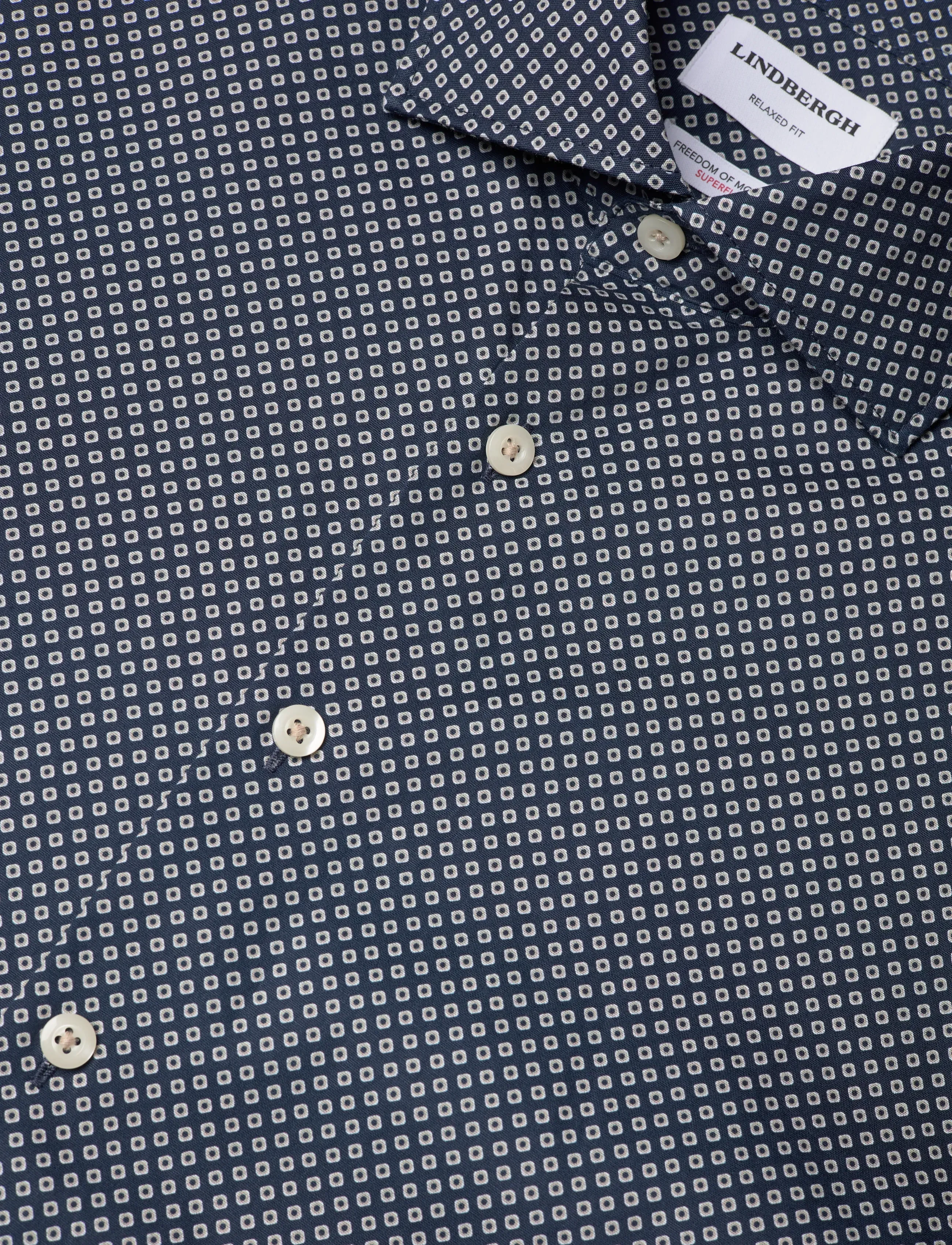 Lindbergh - AOP cotton superflex shirt L/S - mustriga särgid - dk blue - 3