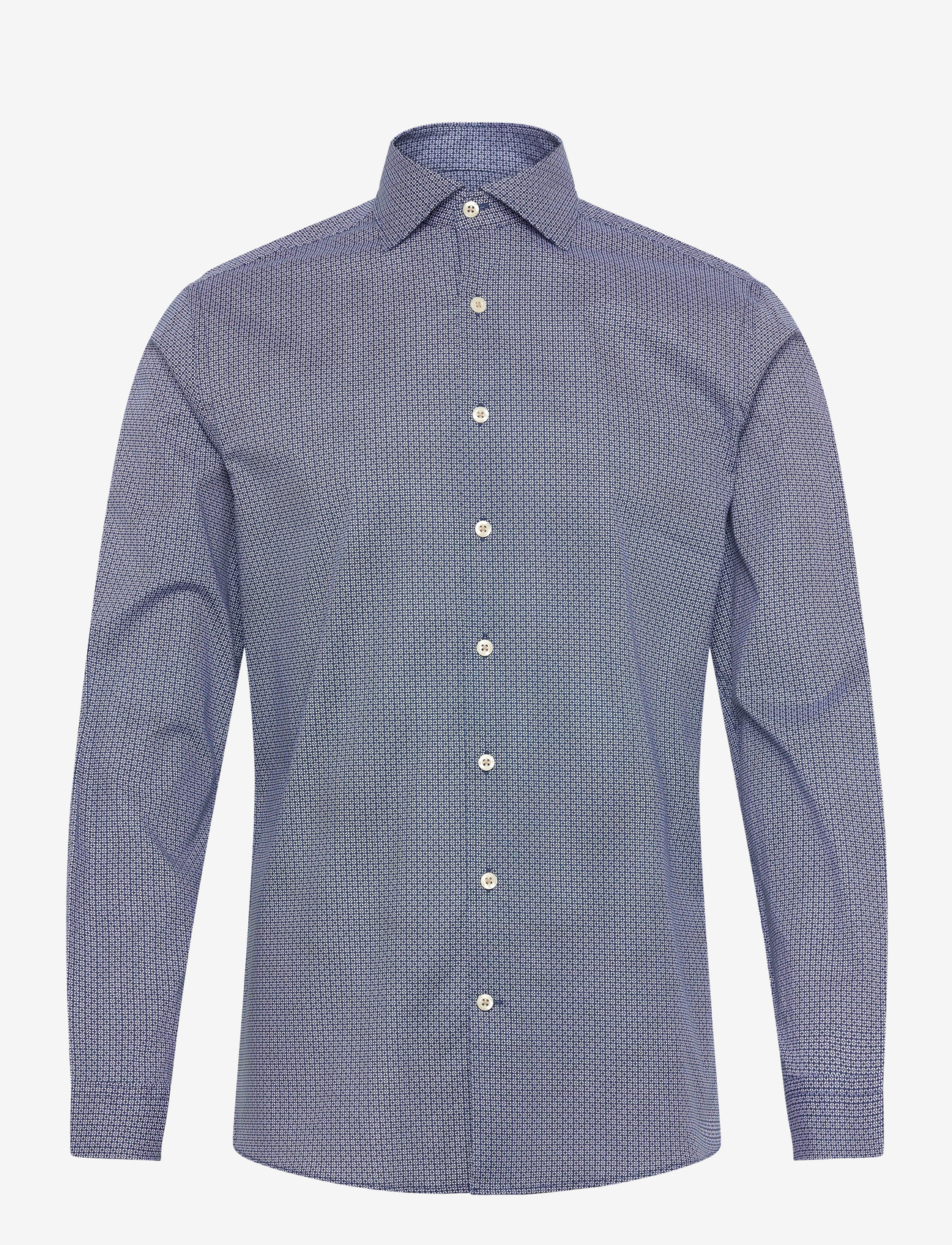 Lindbergh - AOP cotton superflex shirt L/S - mönstrade skjortor - sand - 0