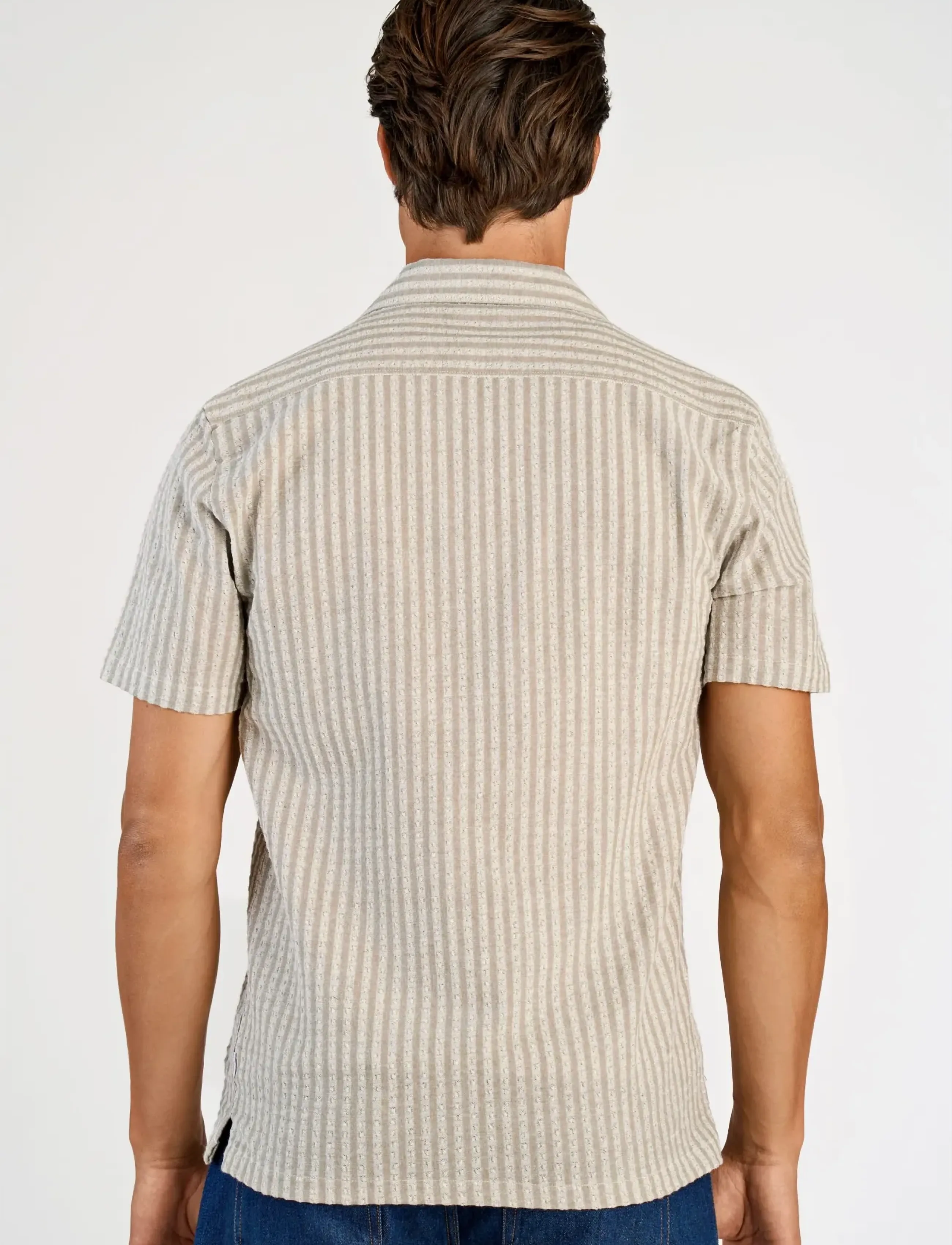 Lindbergh - Cotton structure shirt S/S - triibulised särgid - army - 4
