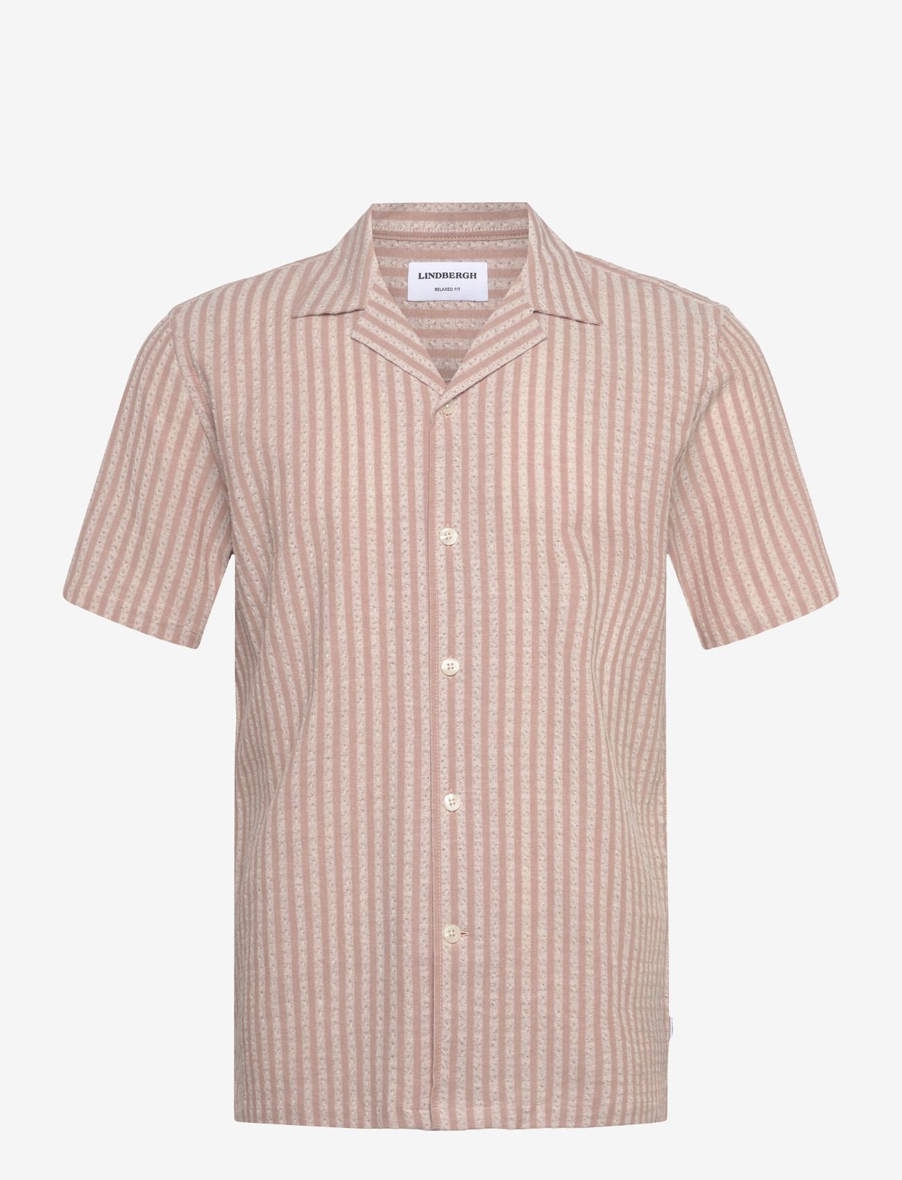 Lindbergh - Cotton structure shirt S/S - stribede skjorter - baked rose - 1