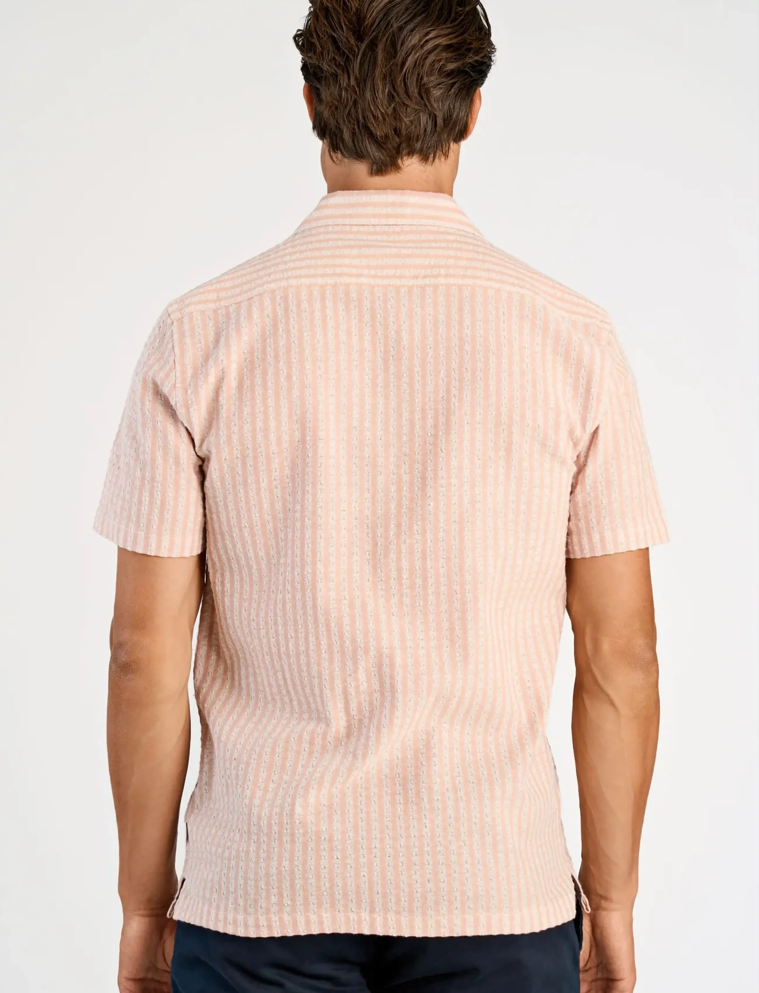 Lindbergh - Cotton structure shirt S/S - stribede skjorter - baked rose - 4