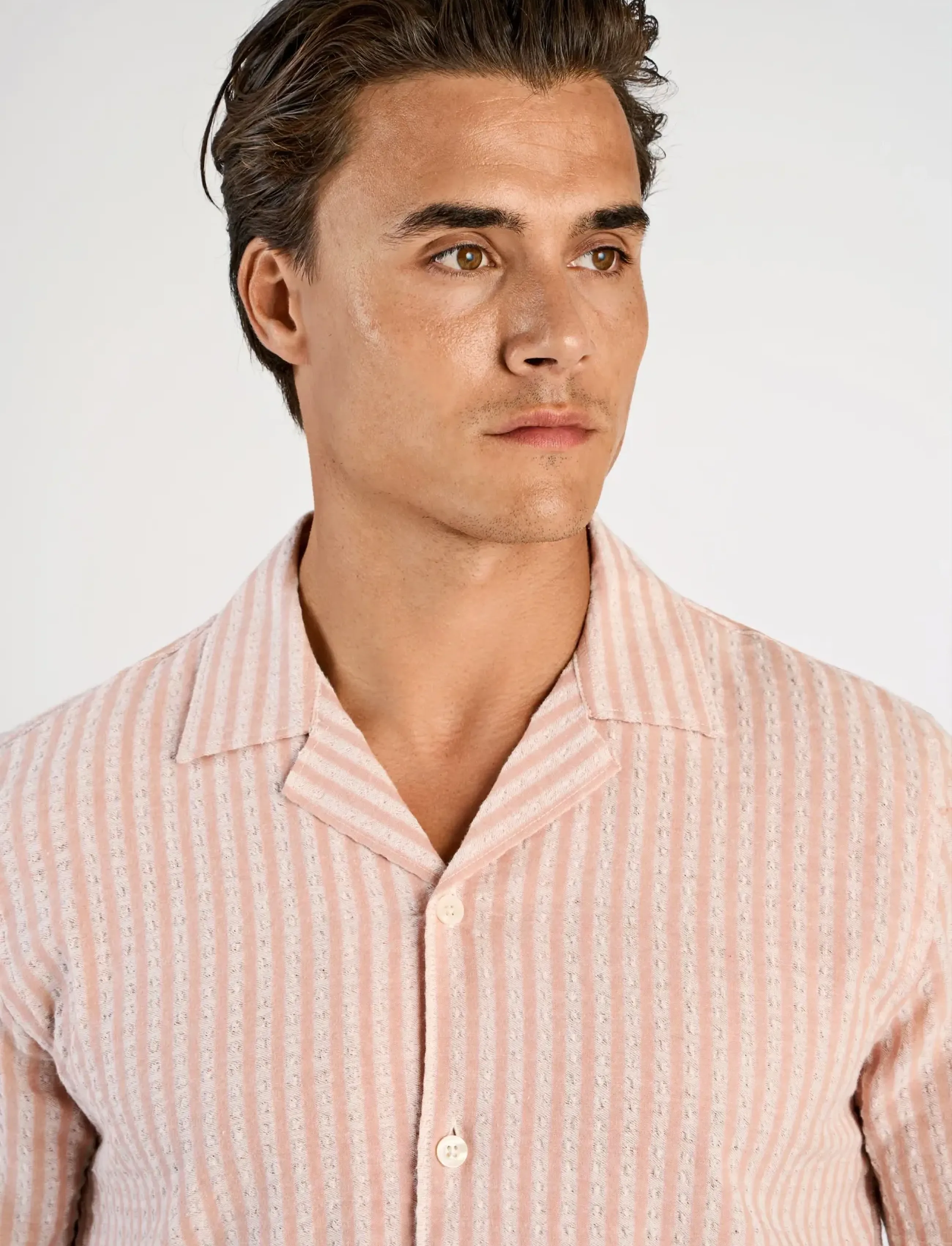 Lindbergh - Cotton structure shirt S/S - stribede skjorter - baked rose - 5