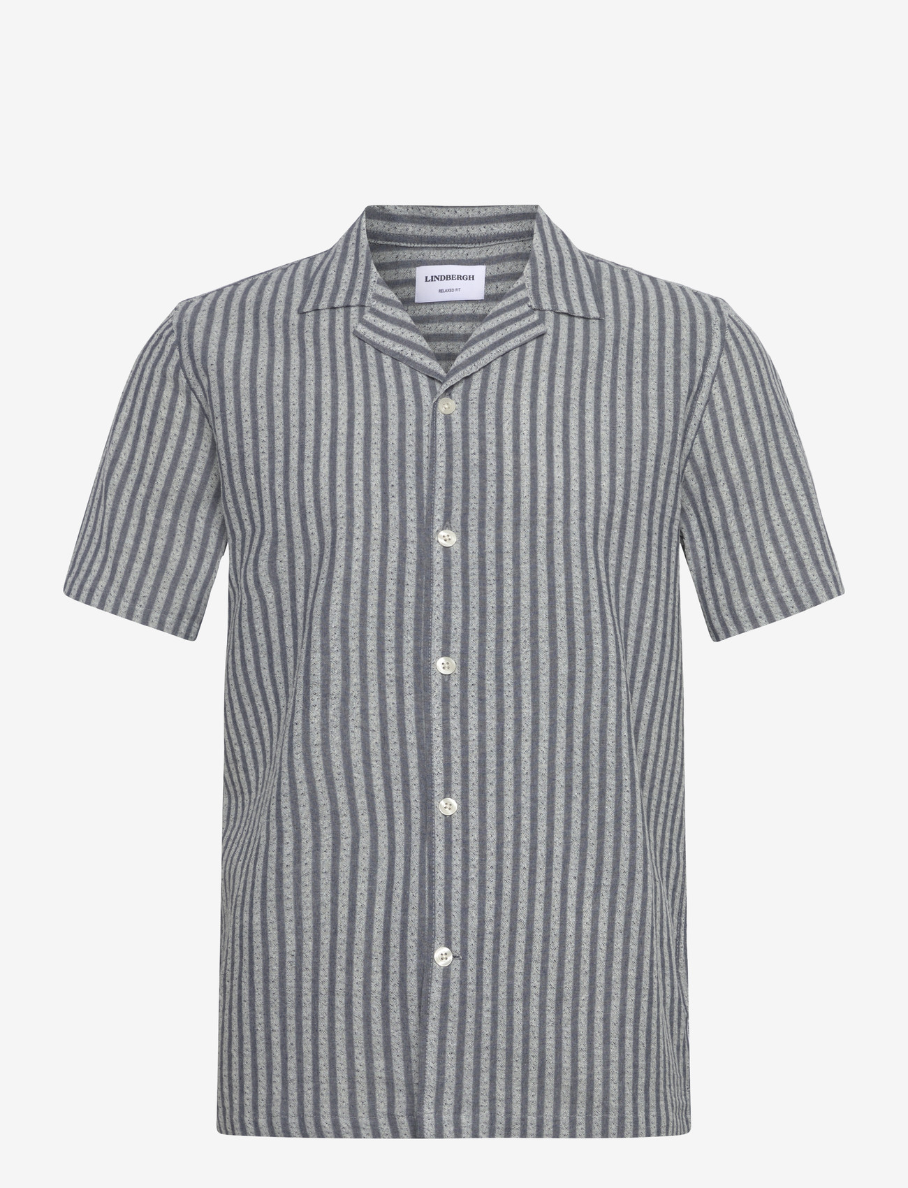 Lindbergh - Cotton structure shirt S/S - stribede skjorter - dk blue - 1