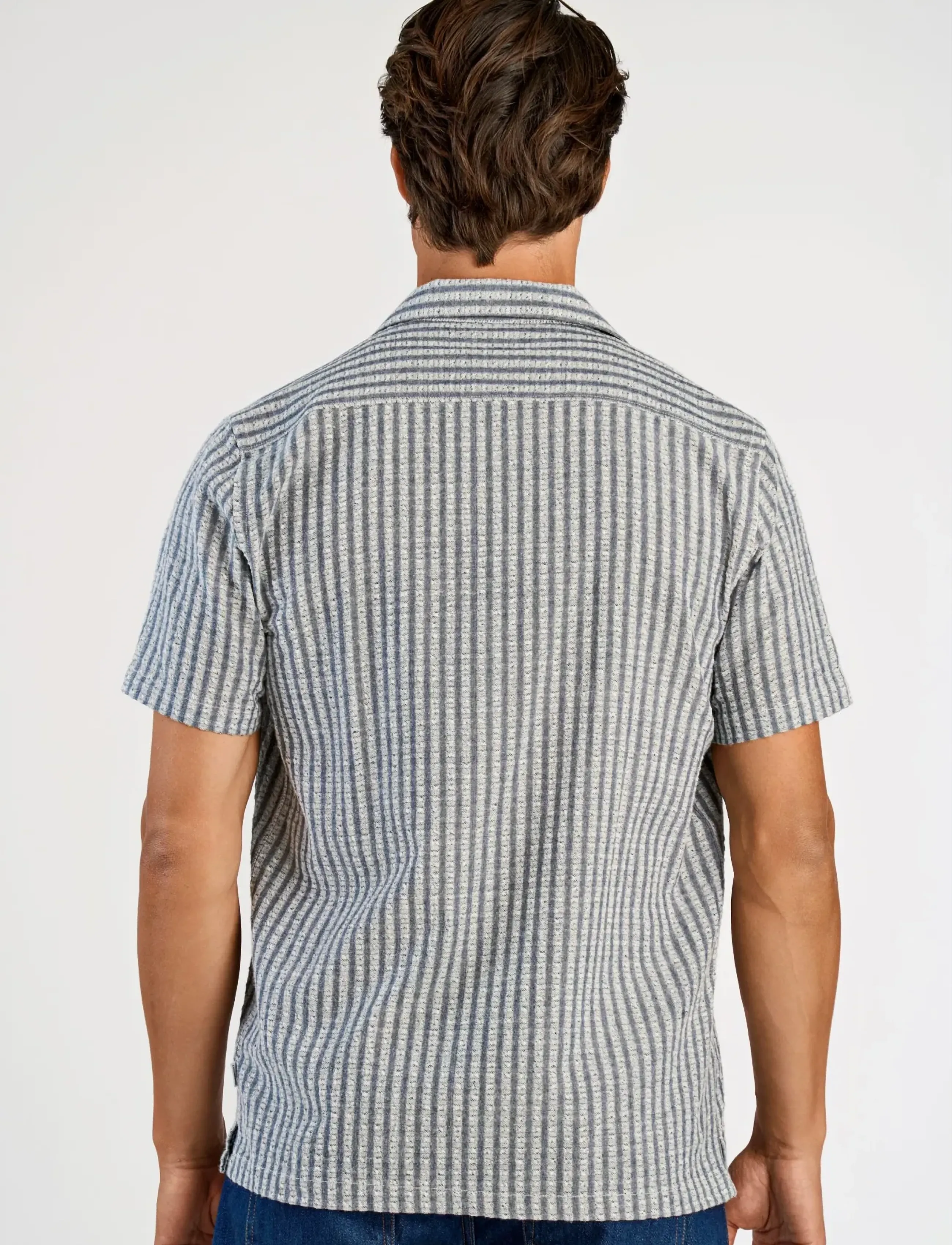 Lindbergh - Cotton structure shirt S/S - gestreifte hemden - dk blue - 4