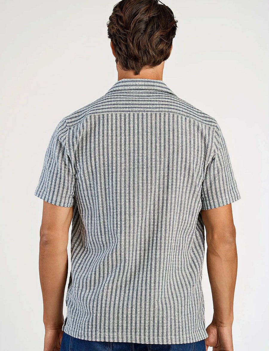 Lindbergh - Cotton structure shirt S/S - gestreifte hemden - dk blue - 4