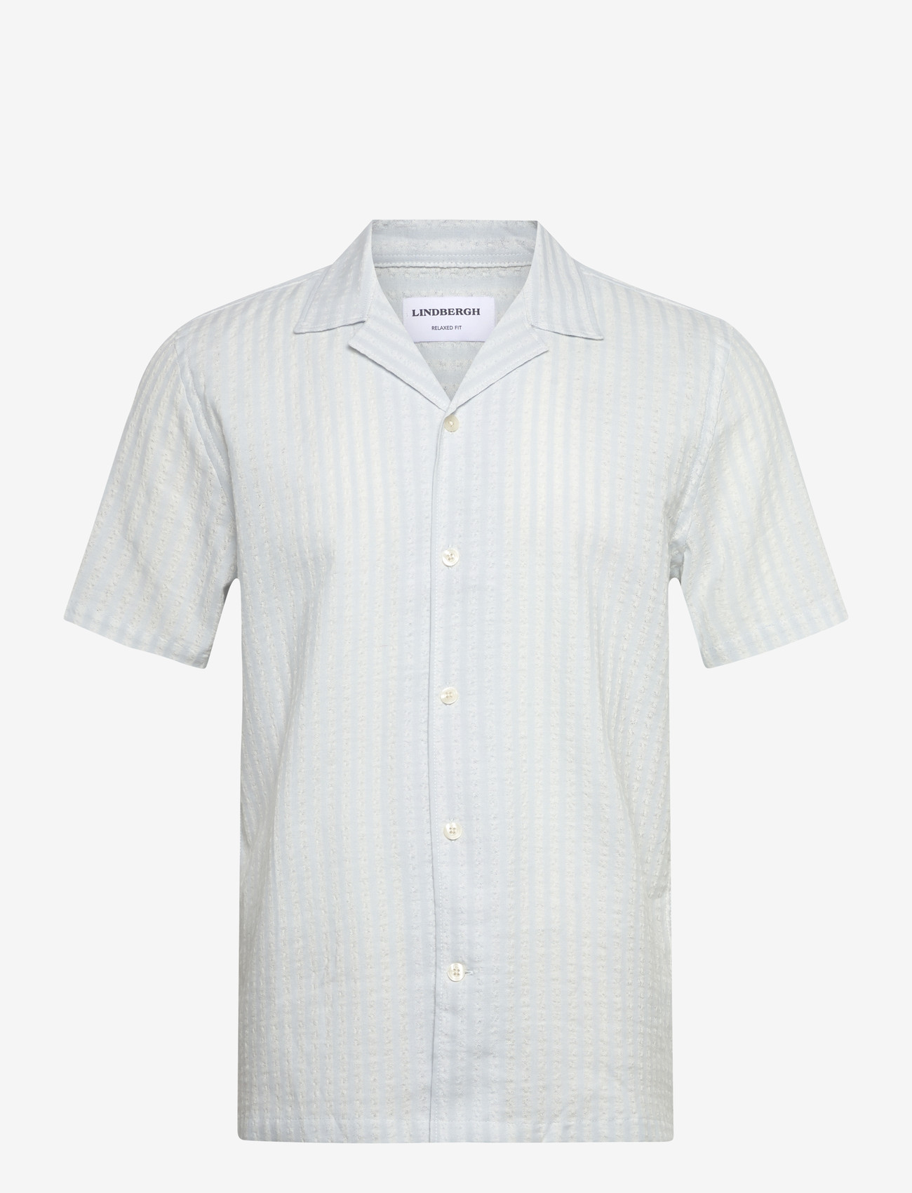 Lindbergh - Cotton structure shirt S/S - stribede skjorter - ice blue - 1