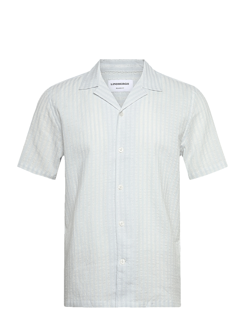 Lindbergh - Cotton structure shirt S/S - stribede skjorter - ice blue - 1