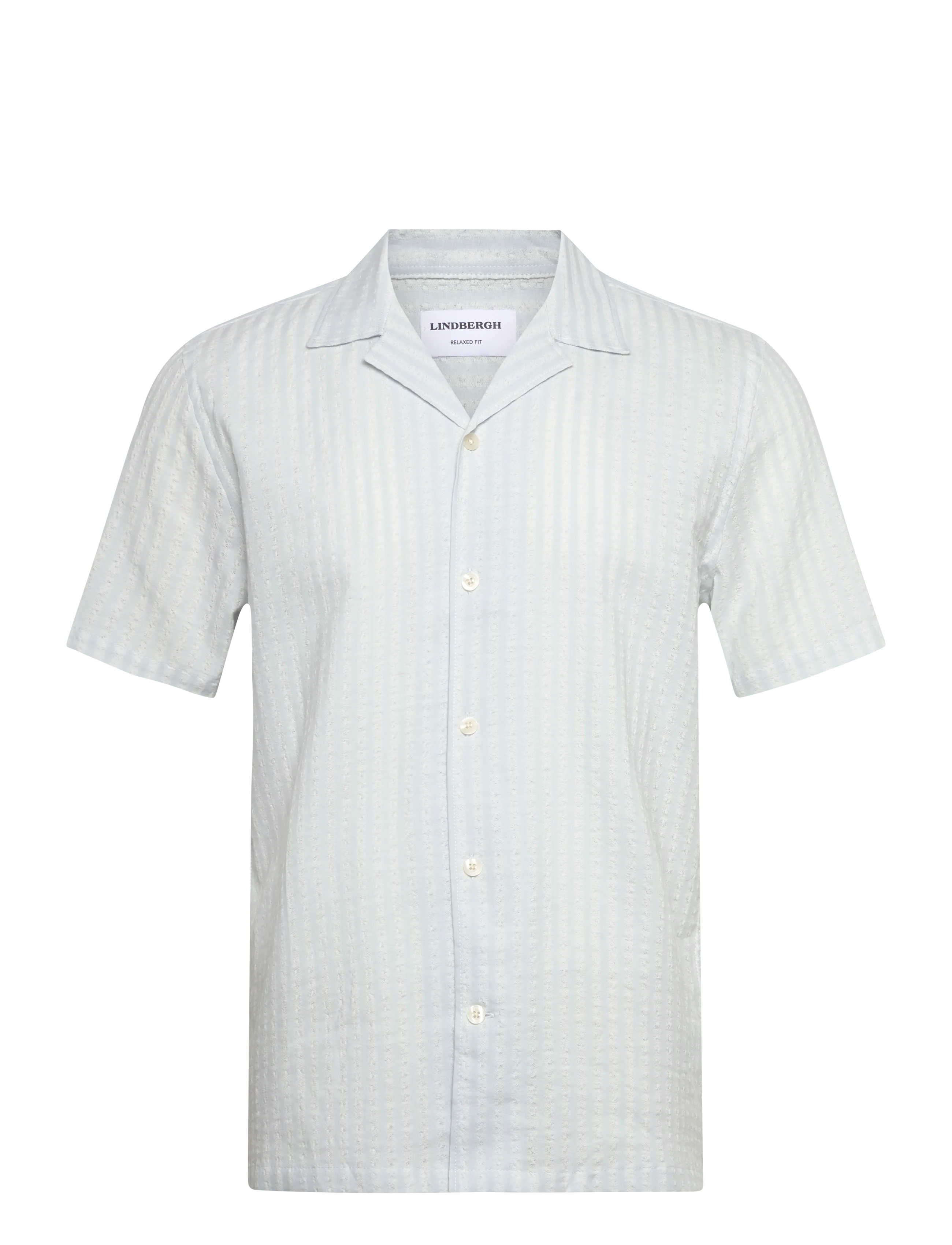 Lindbergh - Cotton structure shirt S/S - gestreifte hemden - ice blue - 1