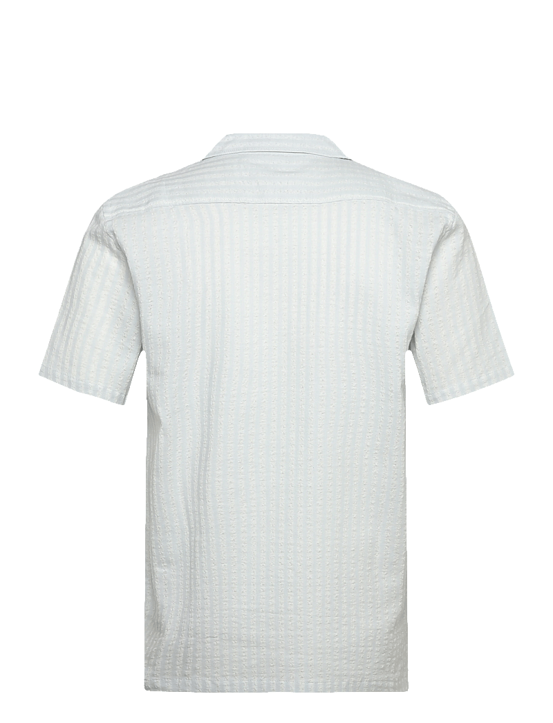 Lindbergh - Cotton structure shirt S/S - stribede skjorter - ice blue - 2