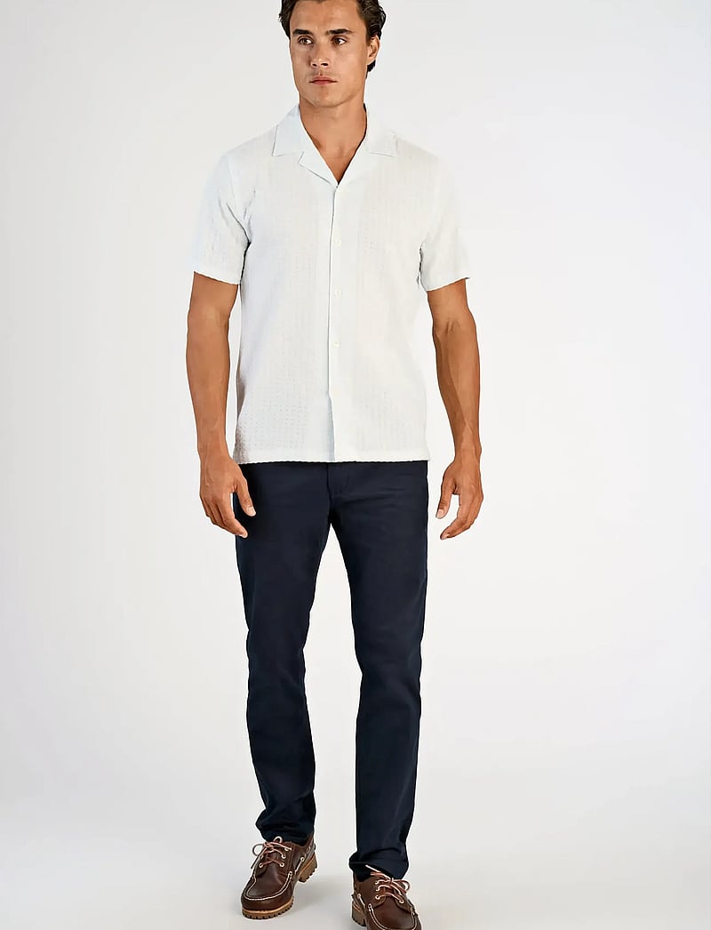 Lindbergh - Cotton structure shirt S/S - stribede skjorter - ice blue - 0
