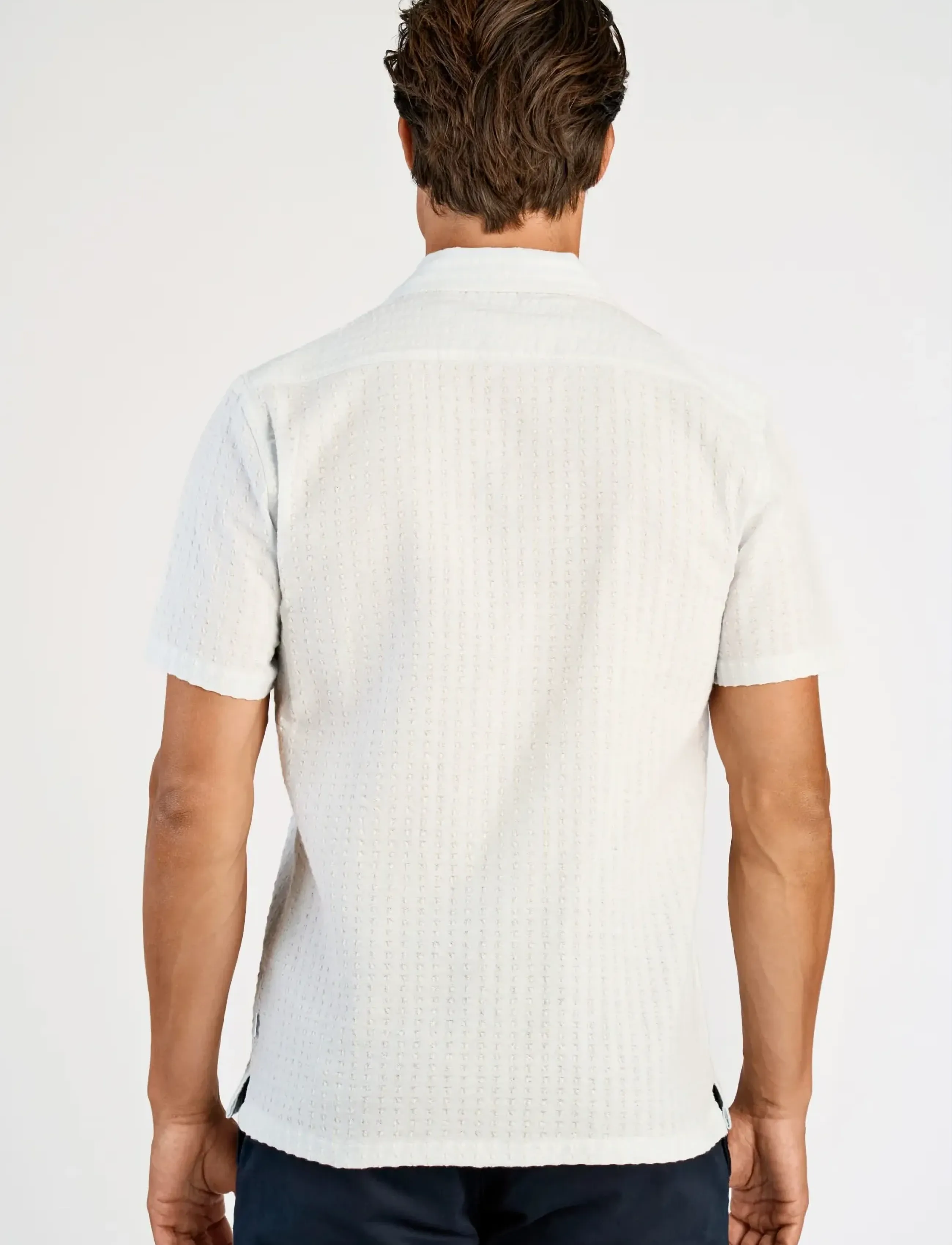 Lindbergh - Cotton structure shirt S/S - gestreifte hemden - ice blue - 4