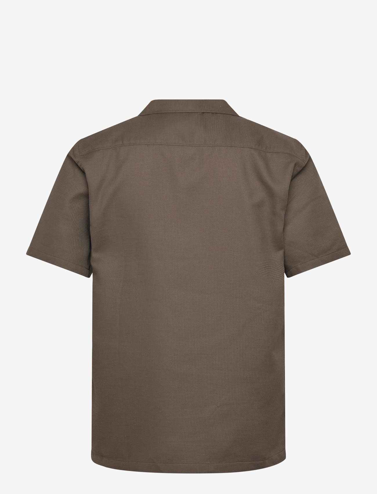 Lindbergh - Solid dobby cotton shirt S/S - kortærmede skjorter - faded brown - 2