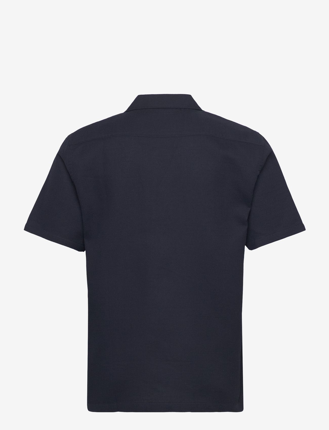Lindbergh - Solid dobby cotton shirt S/S - kurzarmhemden - navy - 2