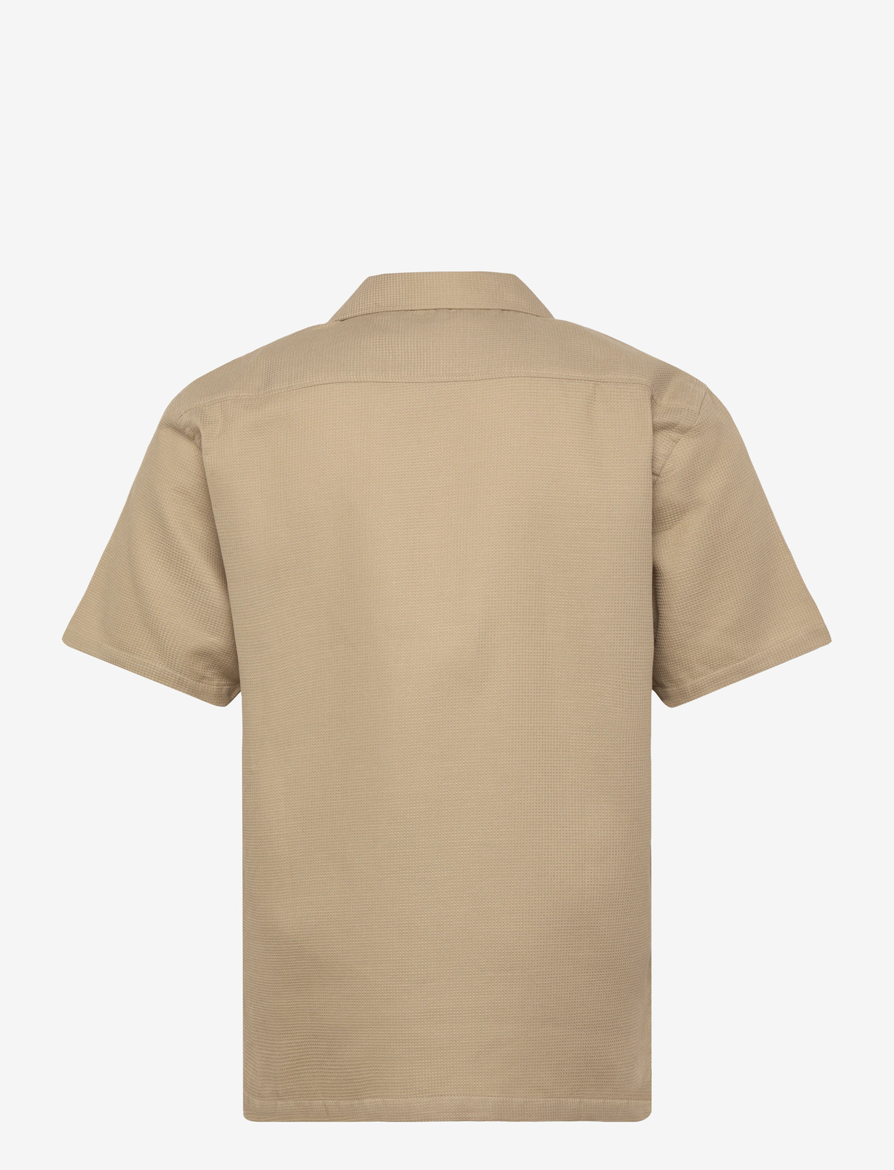 Lindbergh - Solid dobby cotton shirt S/S - kortærmede skjorter - sand - 2