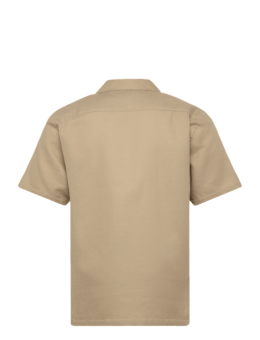 Lindbergh - Solid dobby cotton shirt S/S - lühikeste varrukatega särgid - sand - 2