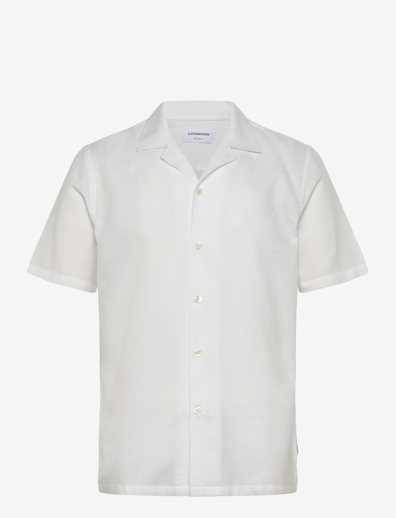 Lindbergh - Solid dobby cotton shirt S/S - kortærmede skjorter - white - 1
