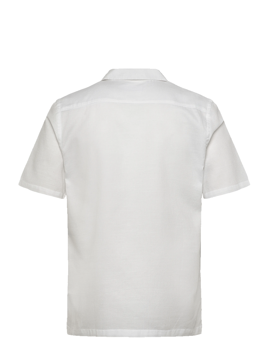 Lindbergh - Solid dobby cotton shirt S/S - kortærmede skjorter - white - 2