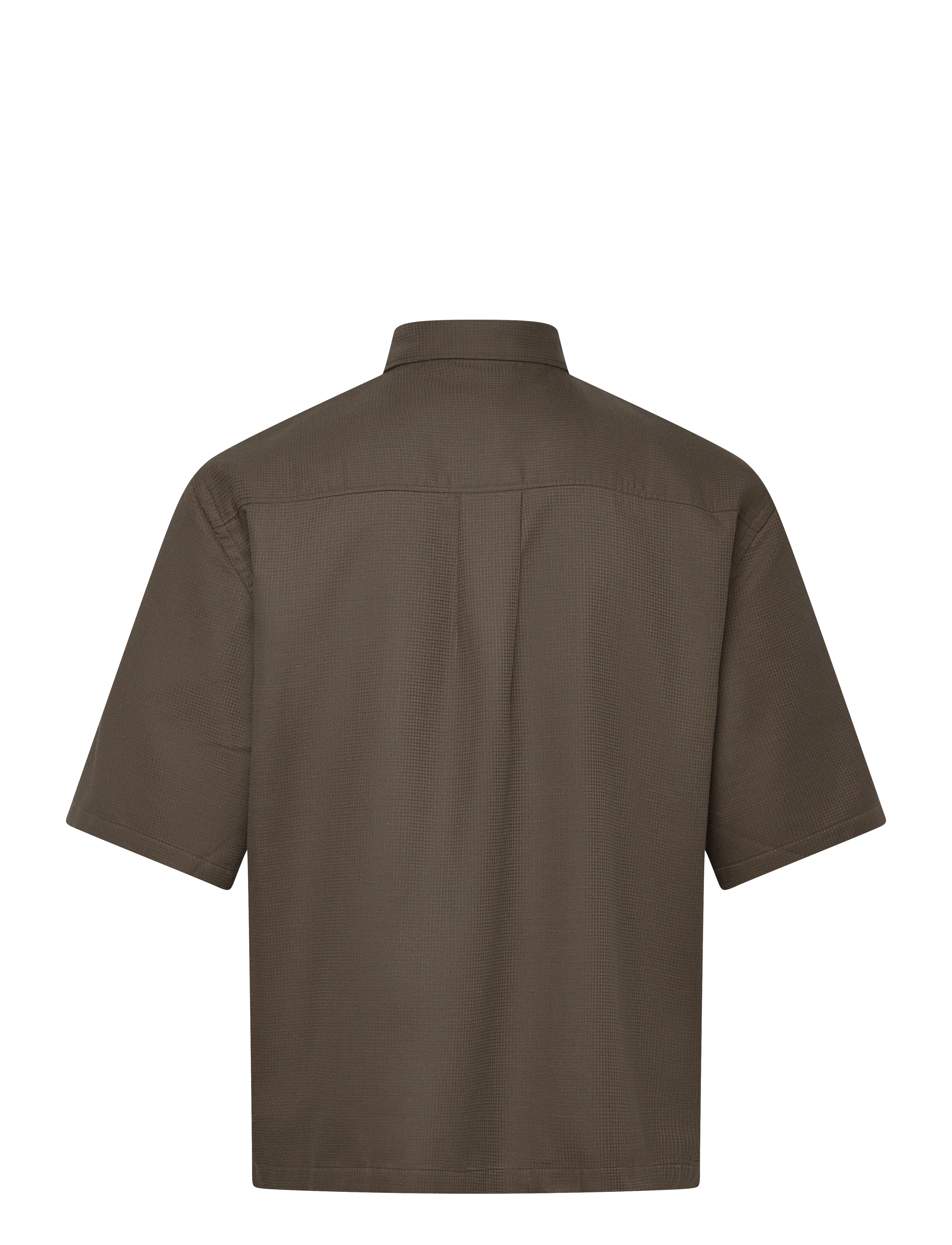 Lindbergh - Solid dobby cotton shirt S/S - kortärmade skjortor - faded brown - 2