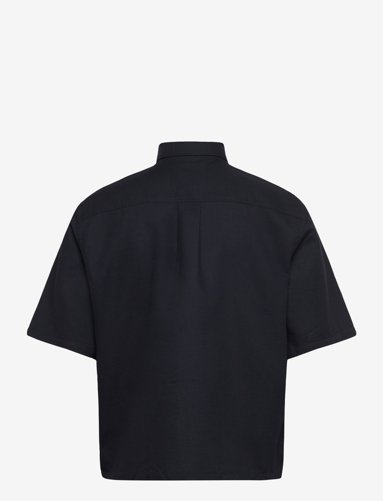 Lindbergh - Solid dobby cotton shirt S/S - kortærmede skjorter - navy - 2