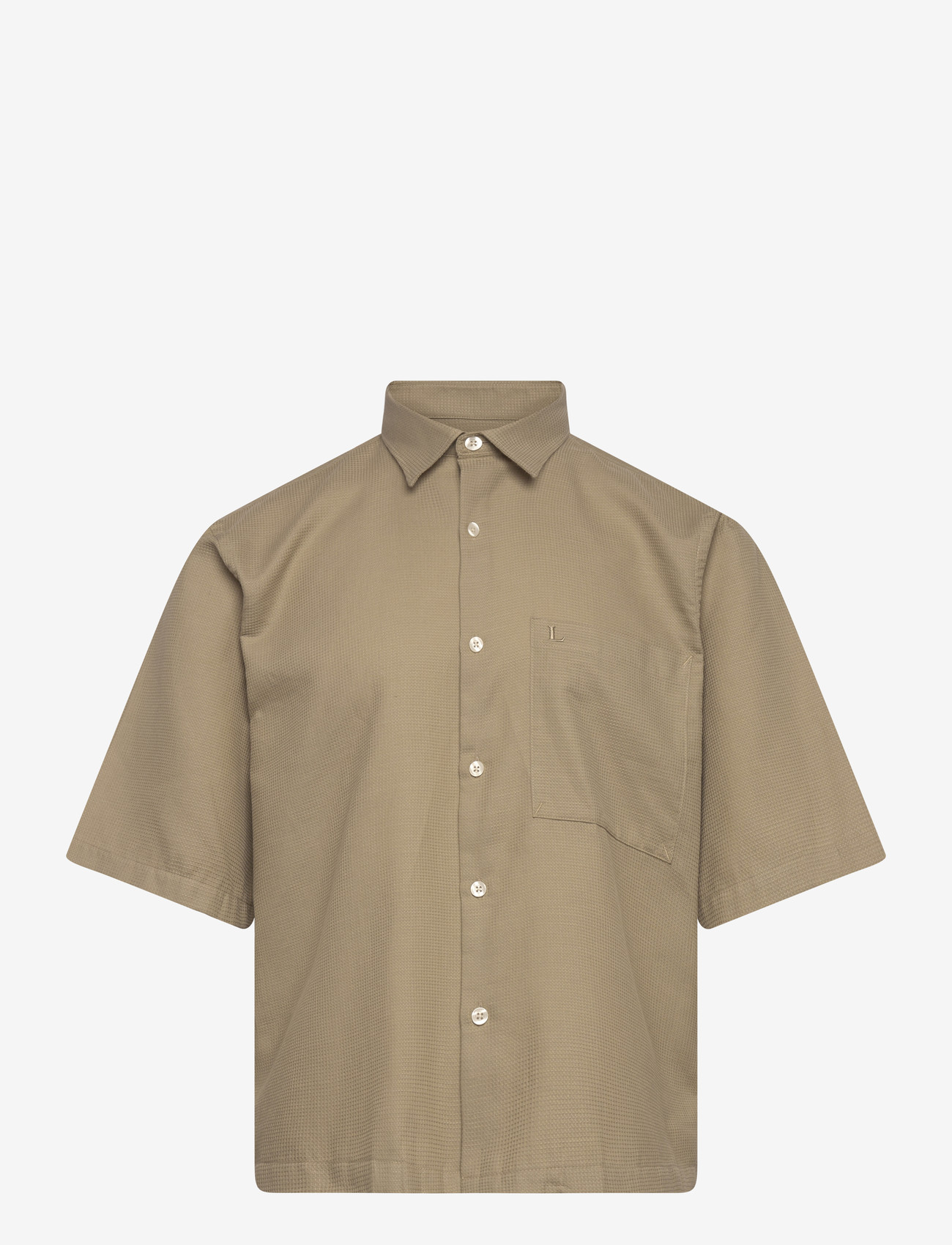 Lindbergh - Solid dobby cotton shirt S/S - kasdienio stiliaus marškiniai - sand - 1