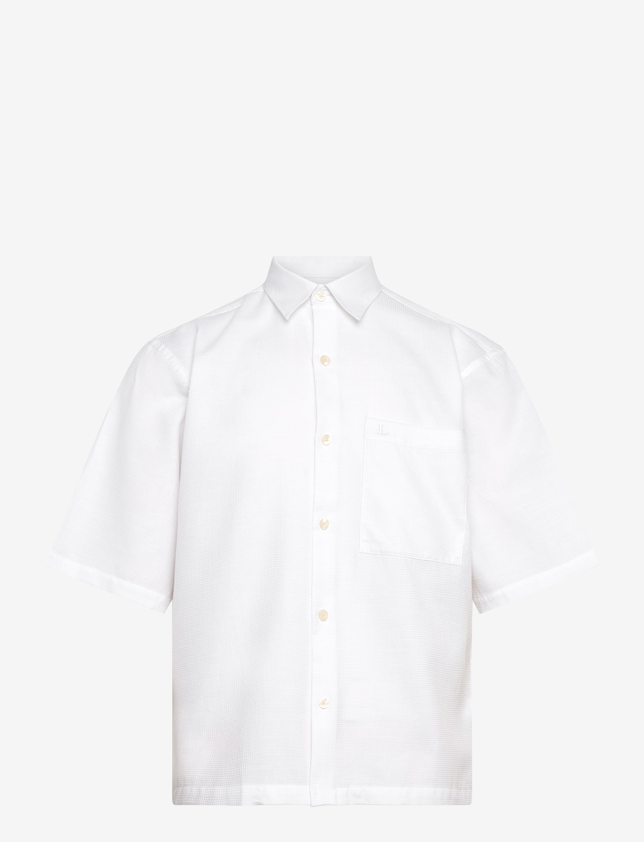 Lindbergh - Solid dobby cotton shirt S/S - kortærmede skjorter - white - 1