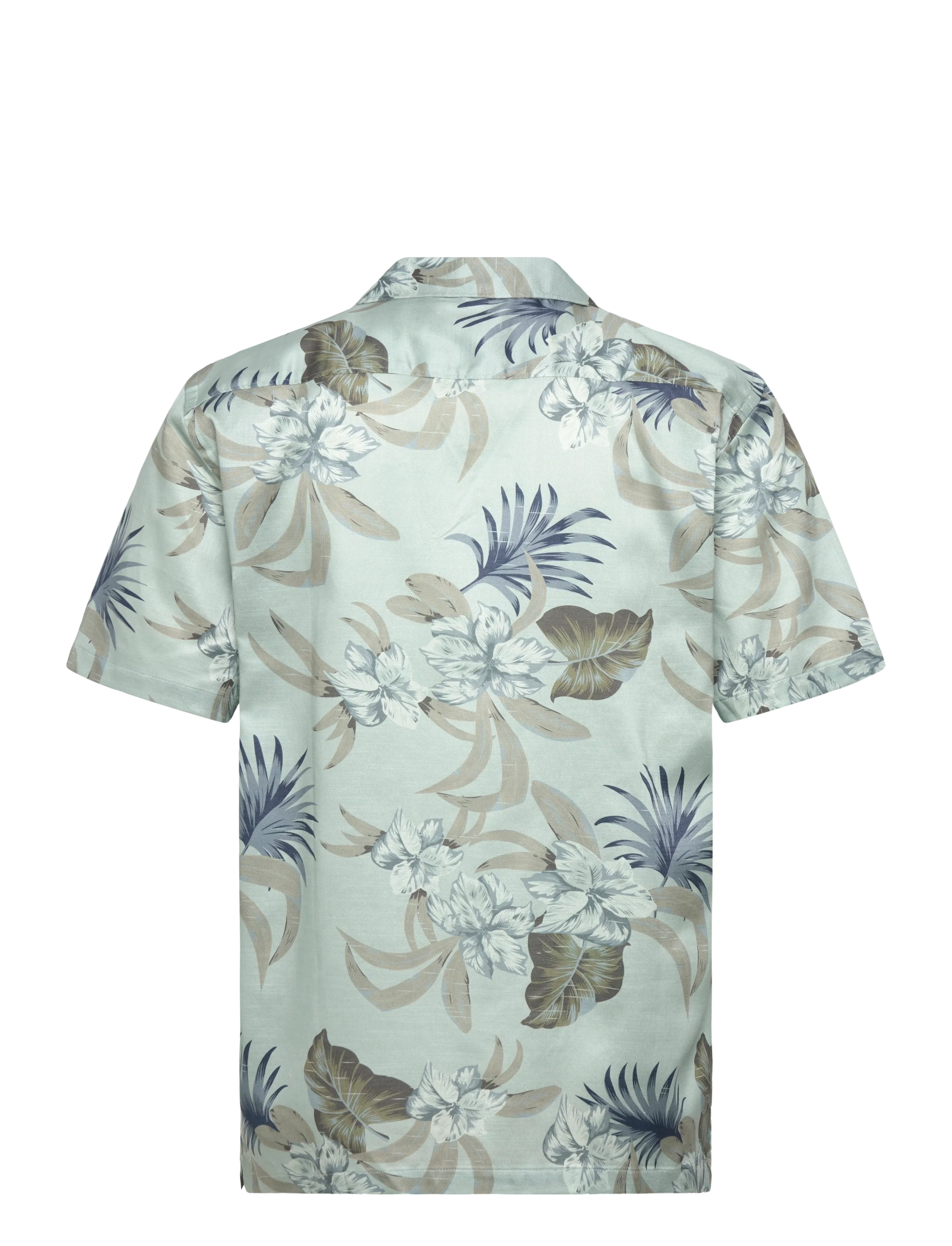 Lindbergh - AOP floral lyocell blend shirt S/S - mønstrede skjorter - dusty aqua - 2