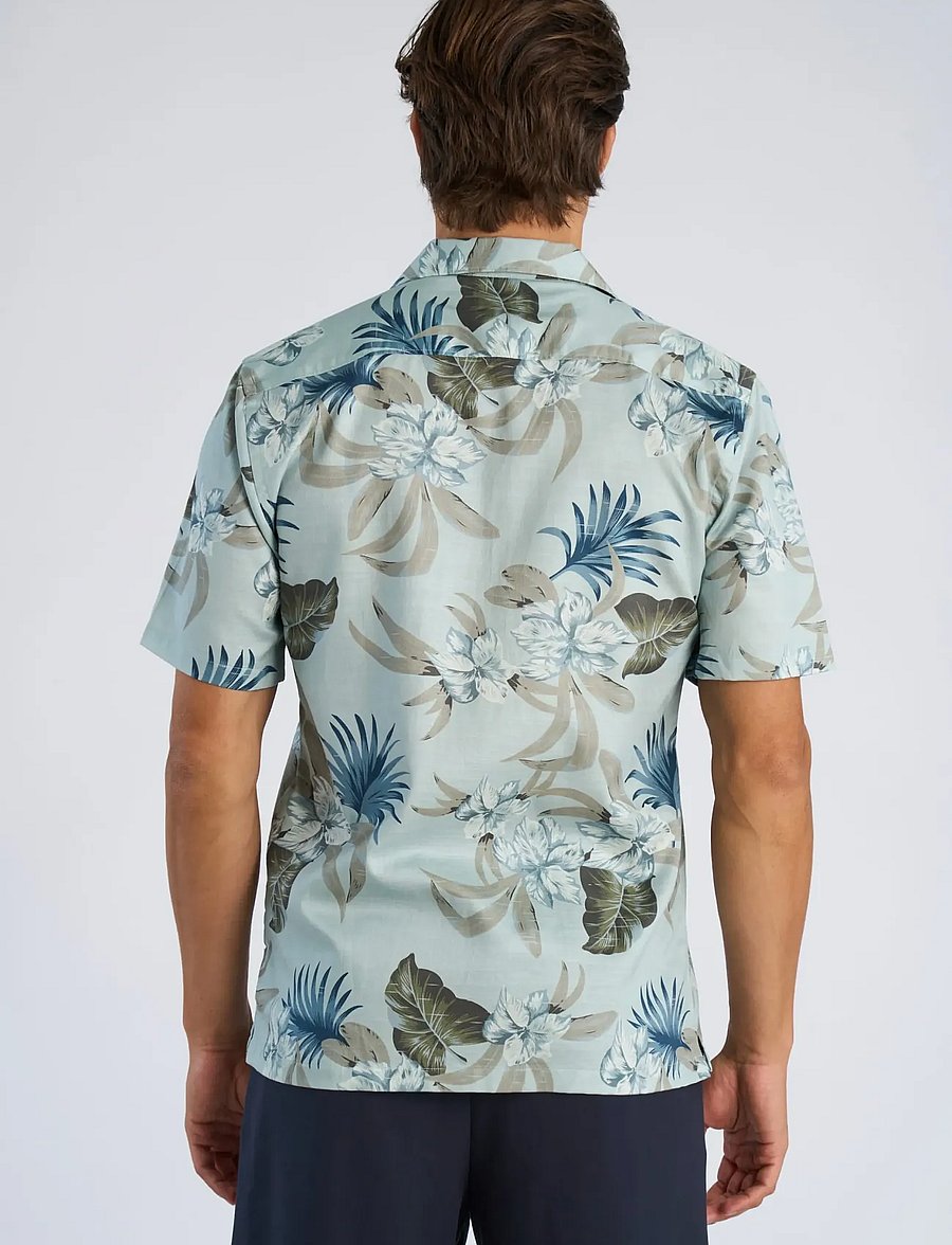 Lindbergh - AOP floral lyocell blend shirt S/S - koszule we wzory - dusty aqua - 4
