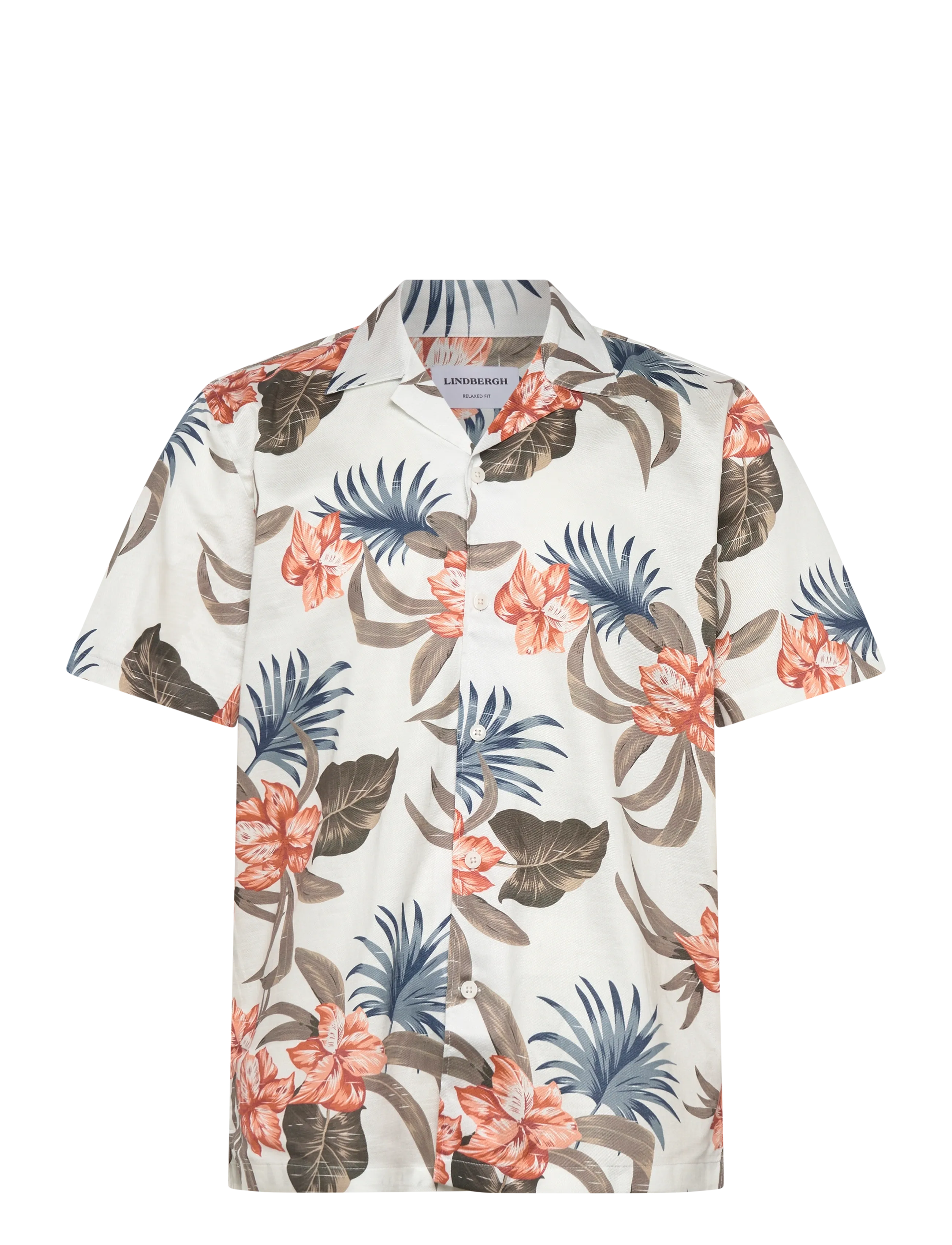 LINDBERGH Aop Floral Lyocell Blend Shirt S/S Patterned - M - Herren