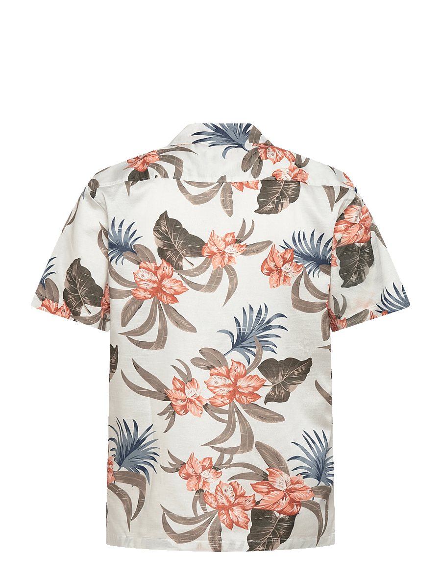 Lindbergh - AOP floral lyocell blend shirt S/S - mustriga särgid - soft coral - 2