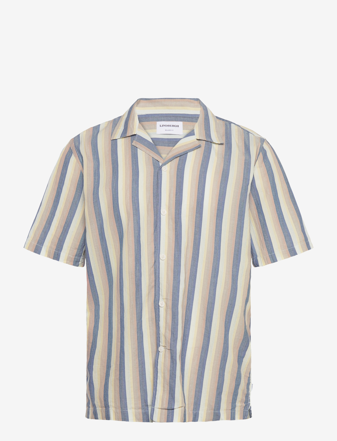 Lindbergh - Multi striped shirt S/S - stribede skjorter - dusty blue - 1