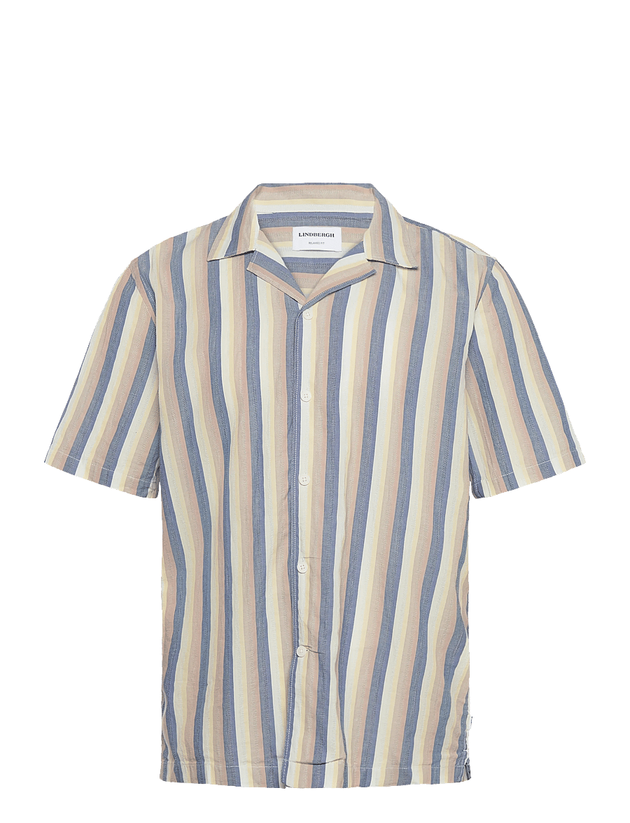 Lindbergh - Multi striped shirt S/S - stribede skjorter - dusty blue - 1