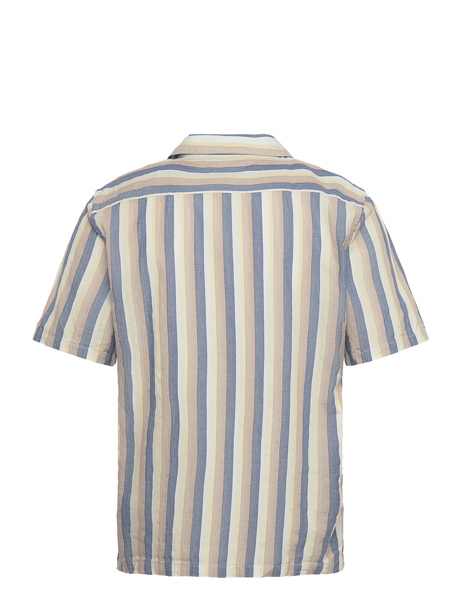 Lindbergh - Multi striped shirt S/S - stribede skjorter - dusty blue - 2